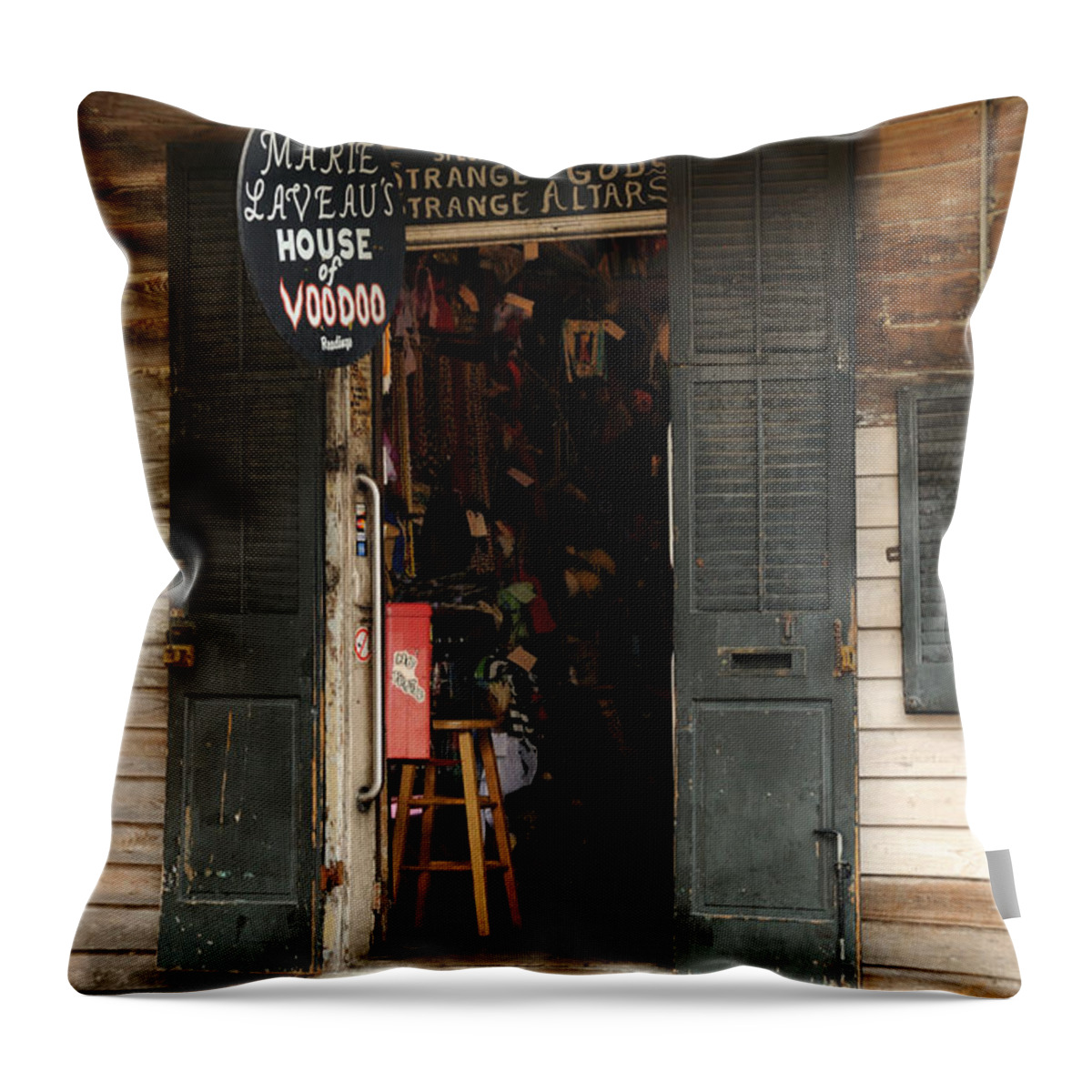 Bourbon Street Throw Pillow featuring the photograph House of Voodoo by Bradford Martin