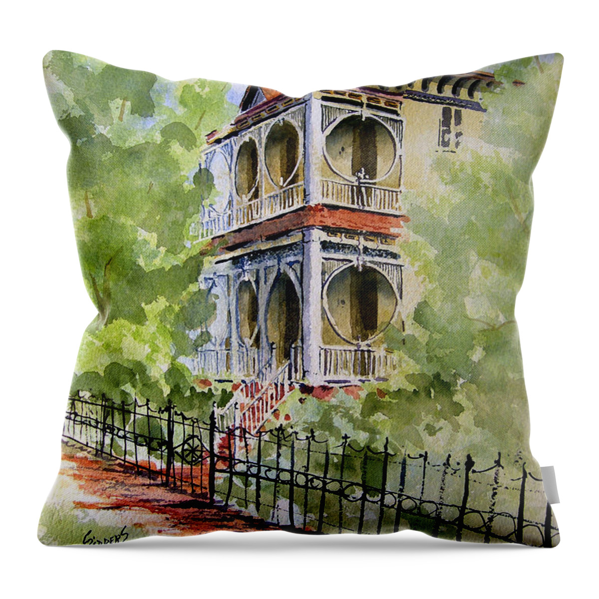 House Throw Pillow featuring the painting House on Spring Street by Sam Sidders