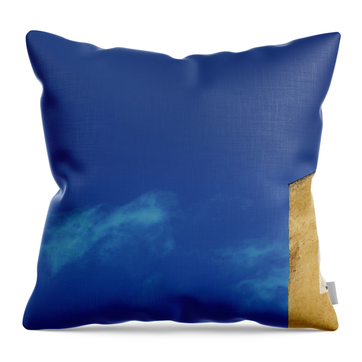 Tranquility Throw Pillow featuring the photograph House Window And Blue Sky by A. Aleksandravicius