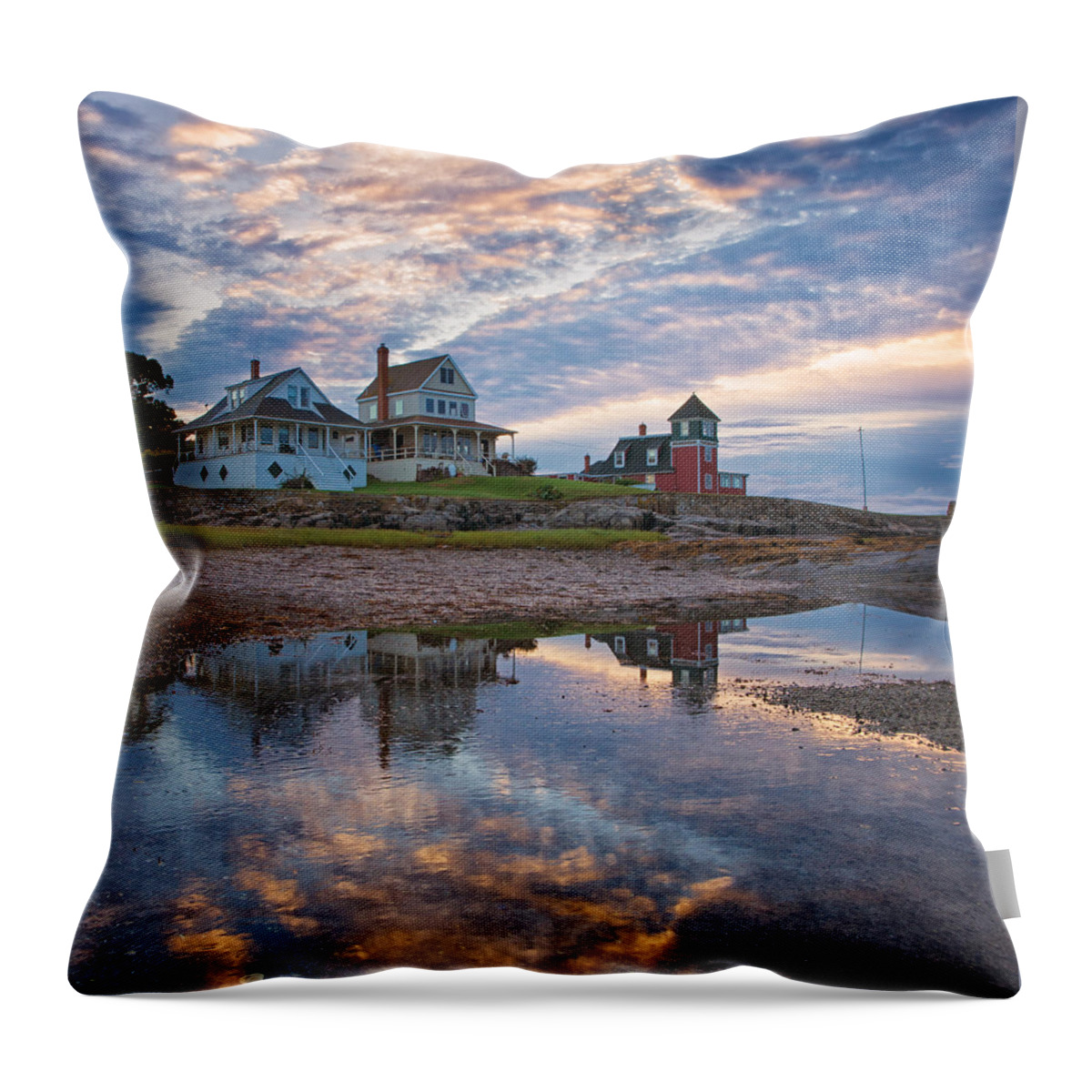 #boats Throw Pillow featuring the photograph Houses by the Cribstone by Darylann Leonard Photography