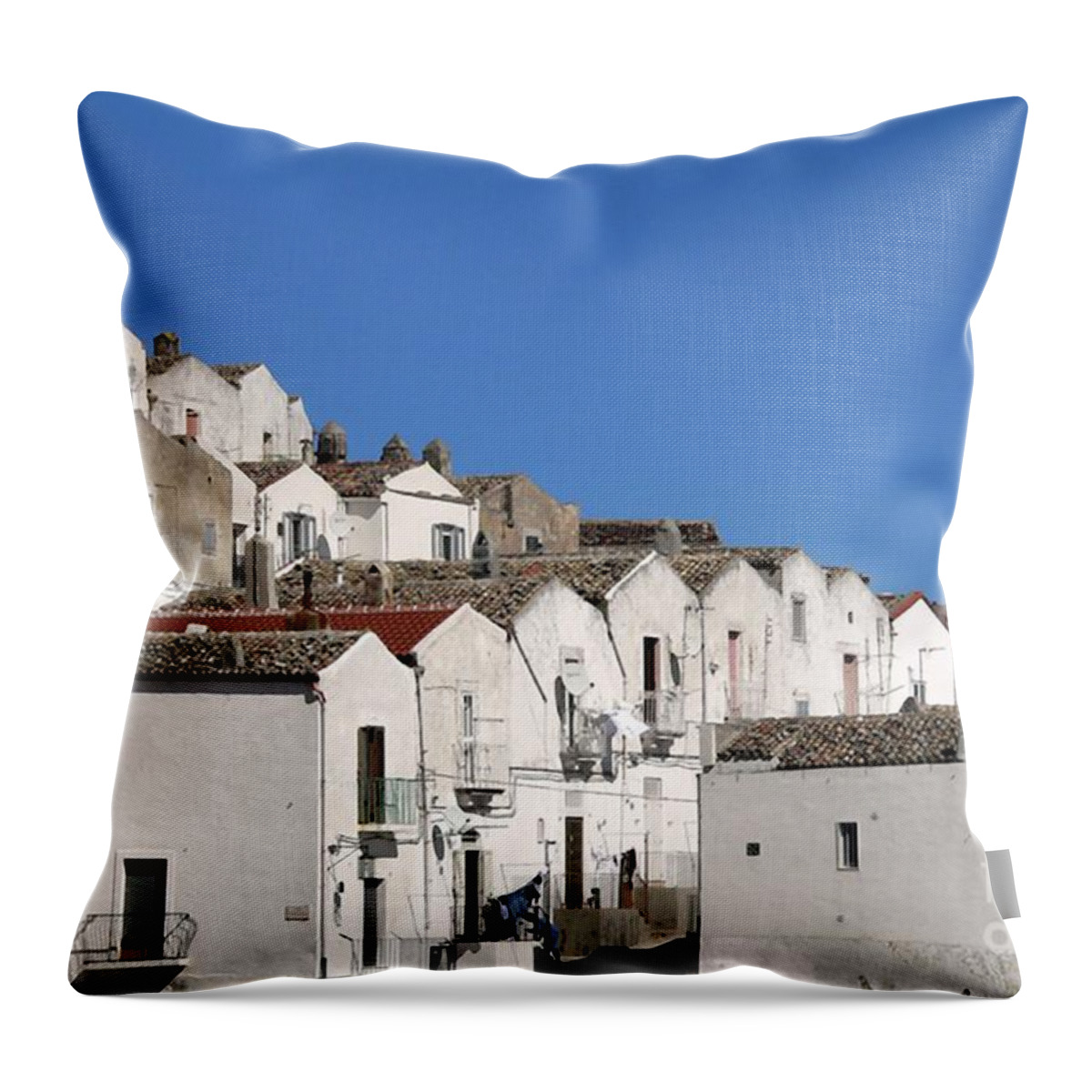 Snow Throw Pillow featuring the photograph Houses by Archangelus Gallery