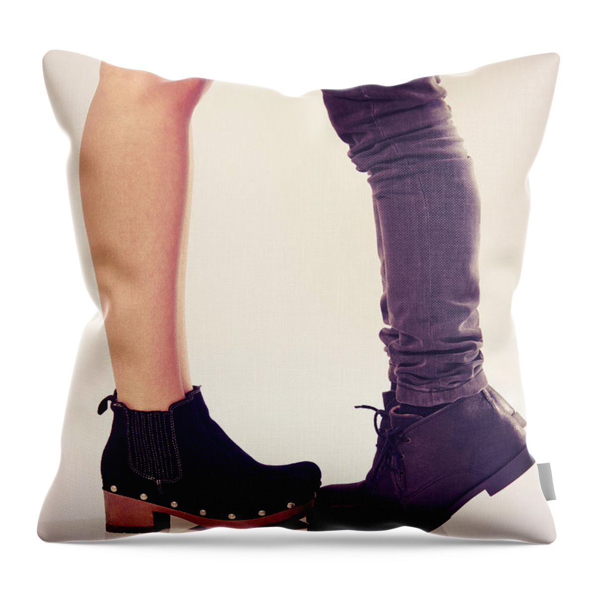 Boot Throw Pillow featuring the photograph How to Kiss a Tall Girl by Carlos Caetano