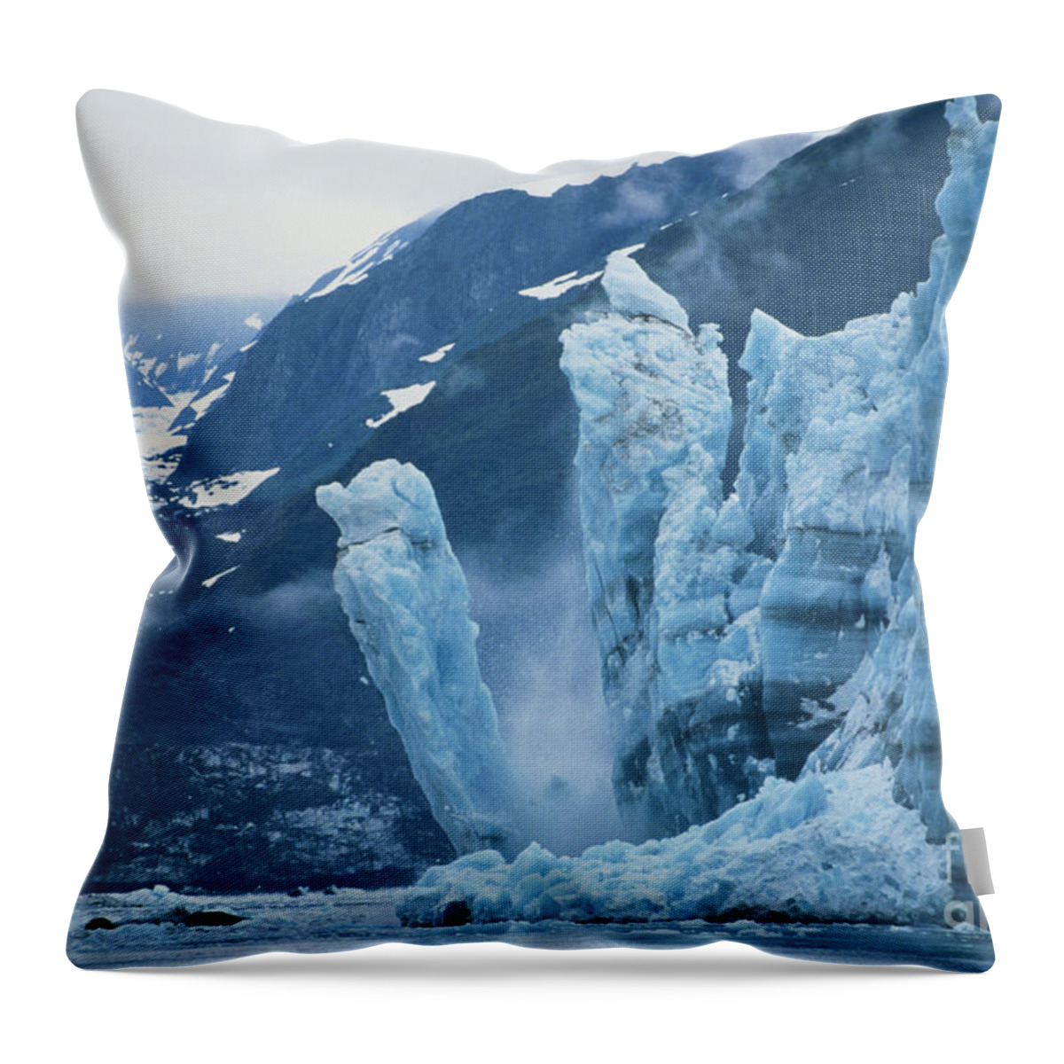 Glacier Throw Pillow featuring the photograph Hubbard Glacier, Calving by Mark Newman
