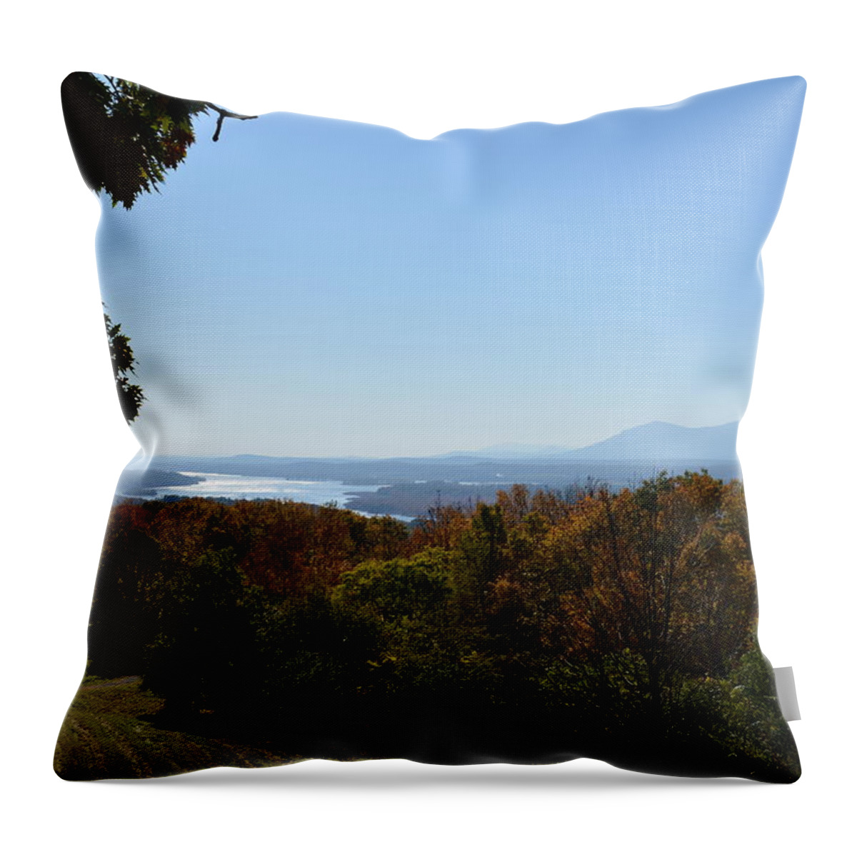 Fall Landscape Of Hudson River From Olana House Catskill New York Throw Pillow featuring the photograph Hudson River View by Kenneth Cole