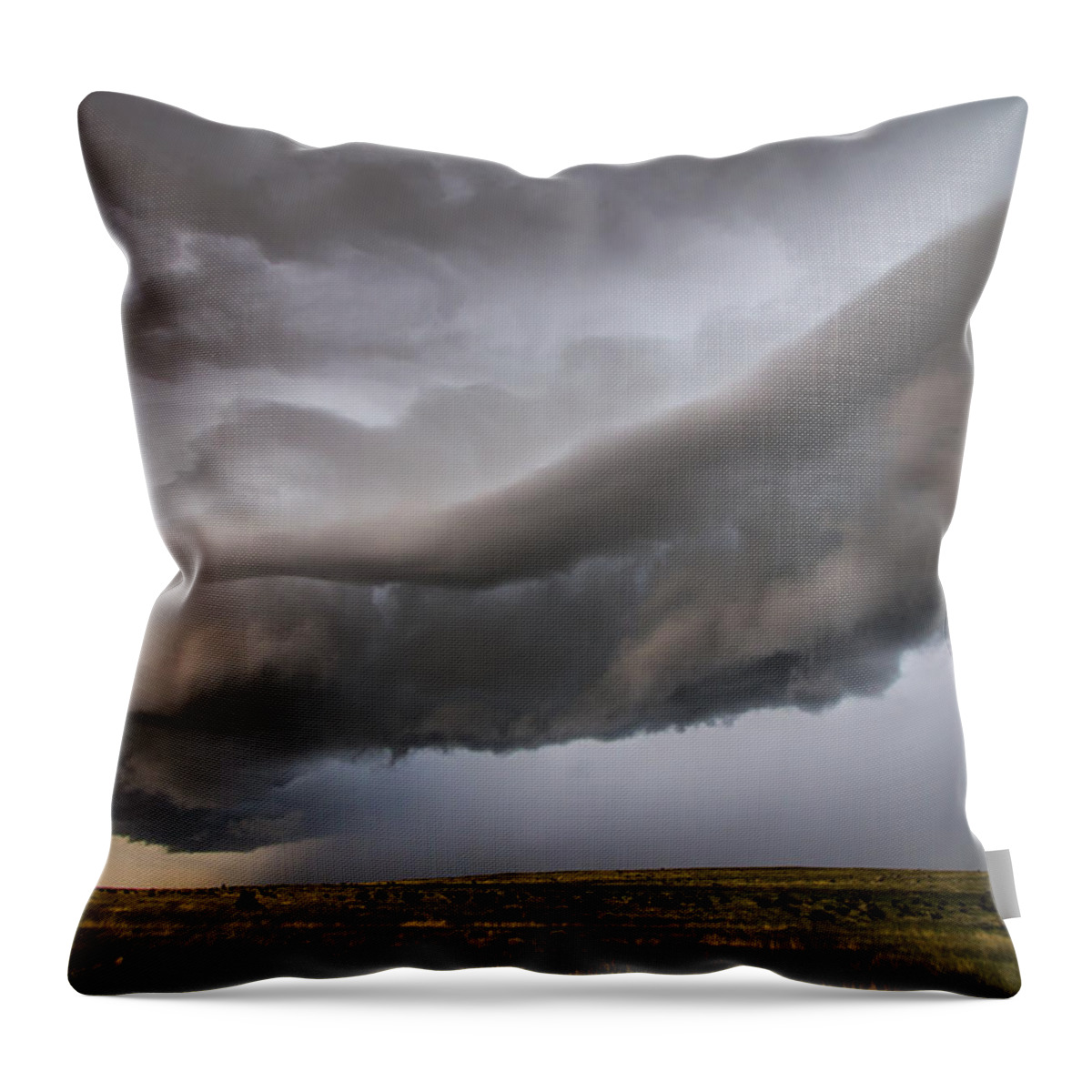 Huerfano Throw Pillow featuring the photograph Huerfano Shelf Cloud by Lena Sandoval-Stockley