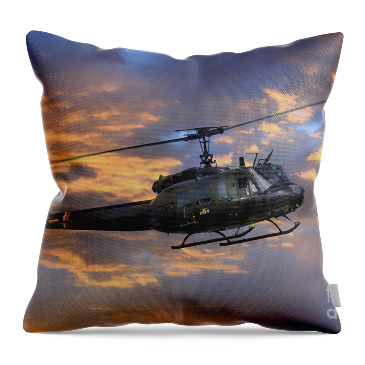 Bell Huey Throw Pillow featuring the digital art Huey - Vietnam Workhorse by Airpower Art