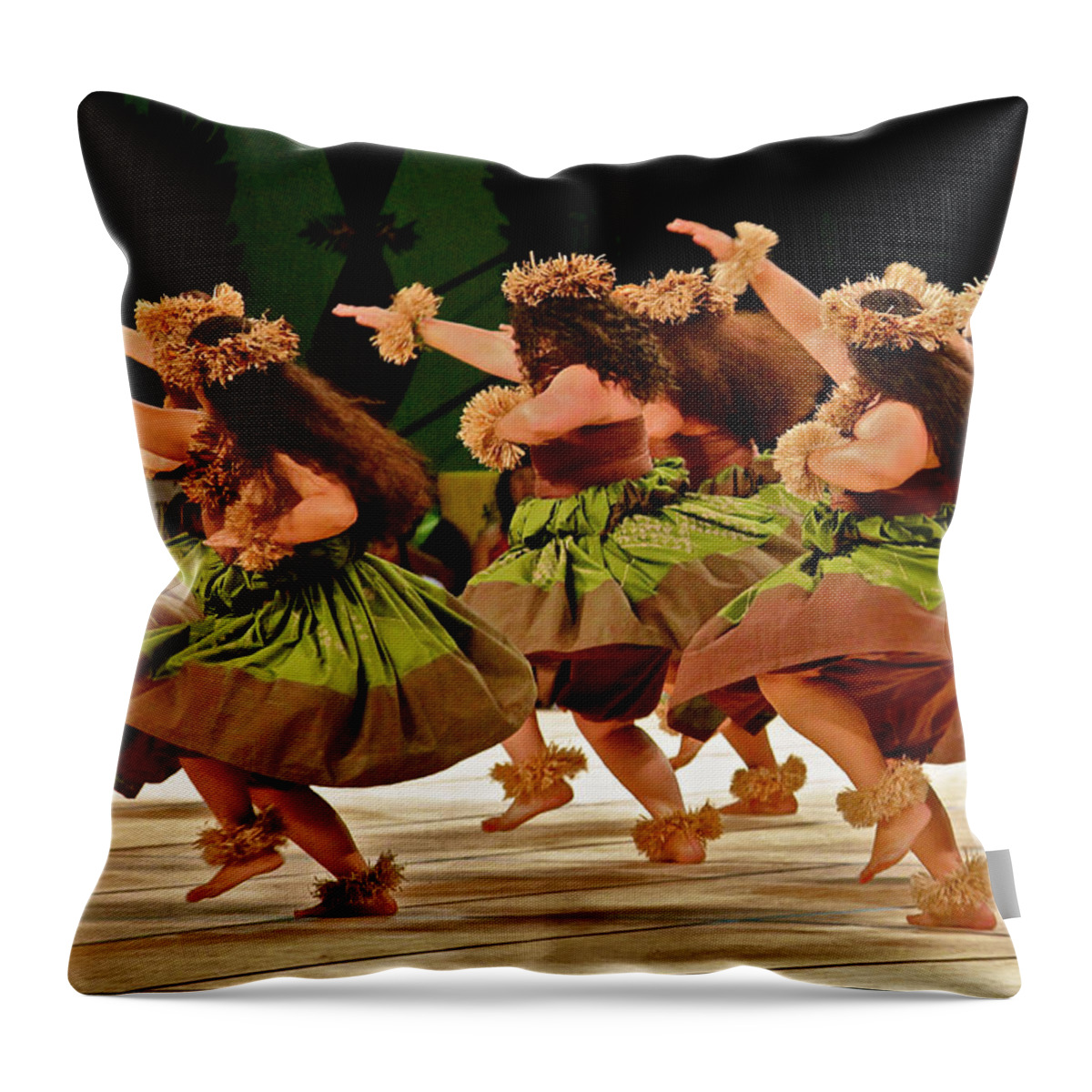 People Throw Pillow featuring the photograph Hula Dancers at the Merrie Monarch Festival by Venetia Featherstone-Witty