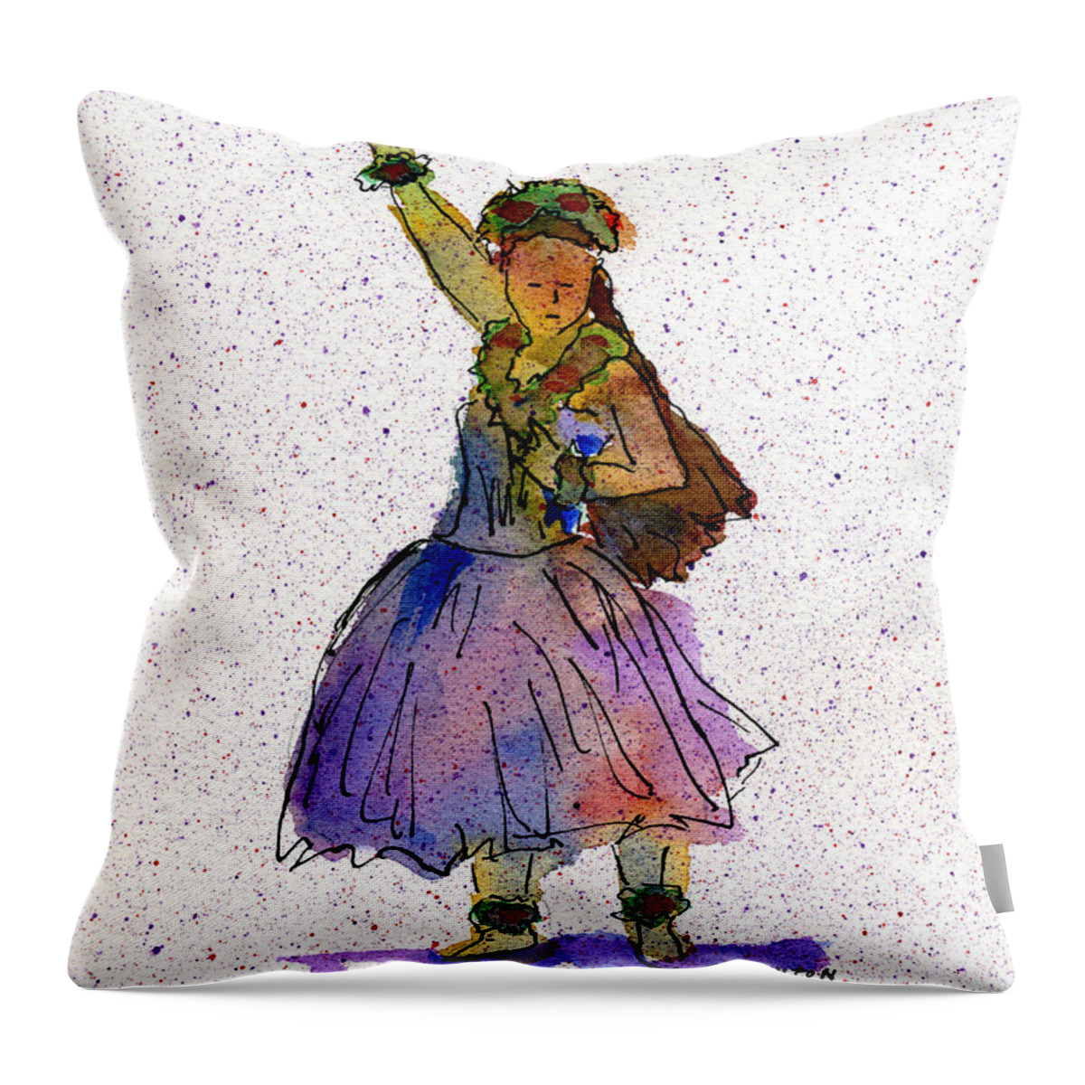 Hula Throw Pillow featuring the painting Hula Series Konani by Diane Thornton