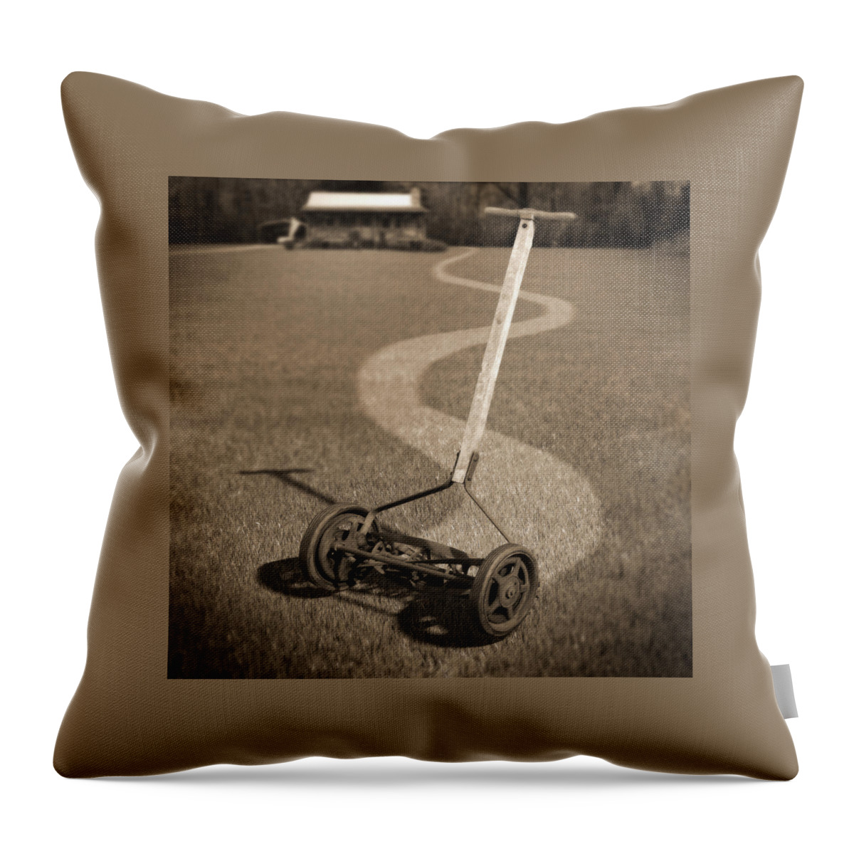 Push Mower Throw Pillow featuring the photograph Human Power Lawn Mower by Mike McGlothlen