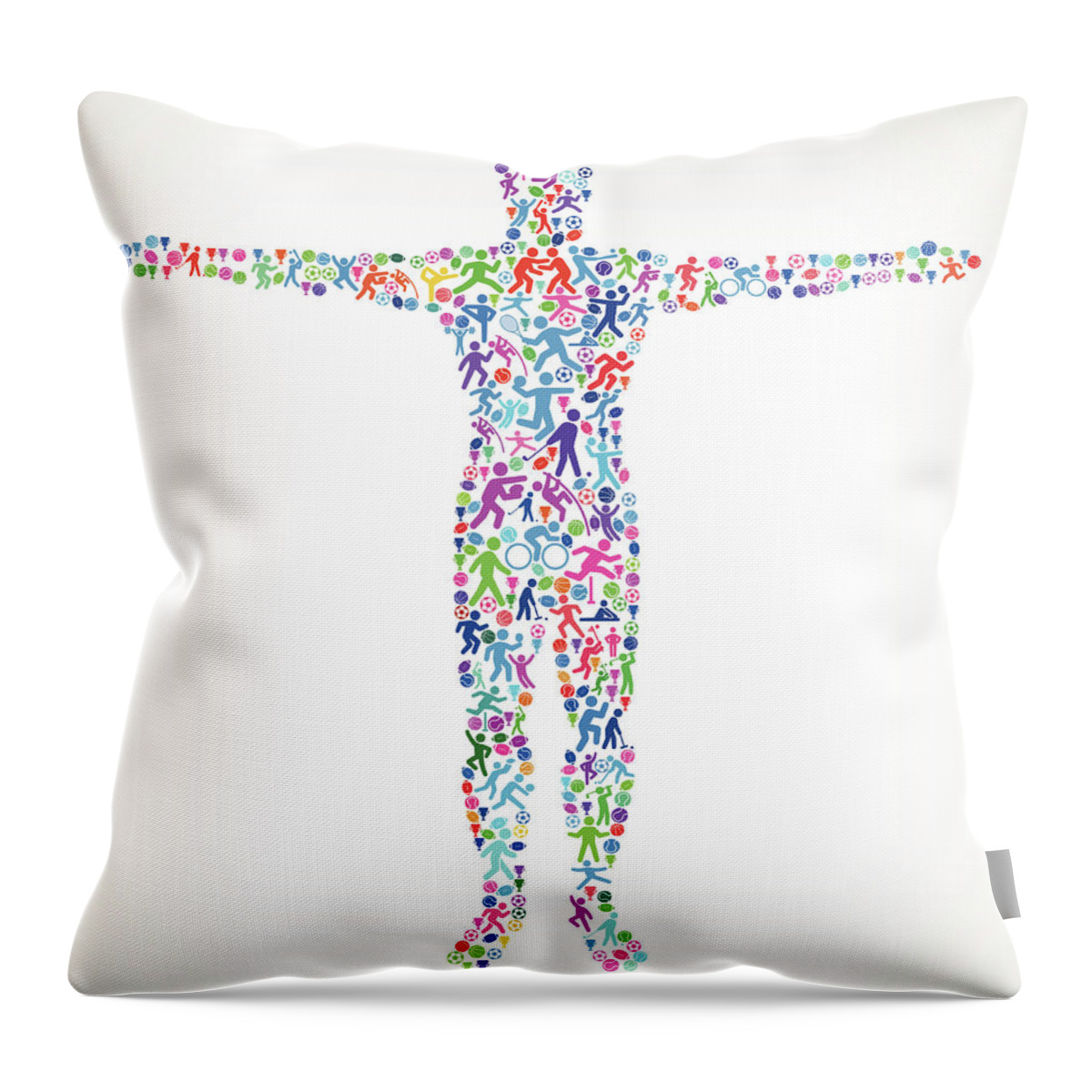 Tennis Throw Pillow featuring the digital art Human Stretching Hands Fitness Sports by Bubaone