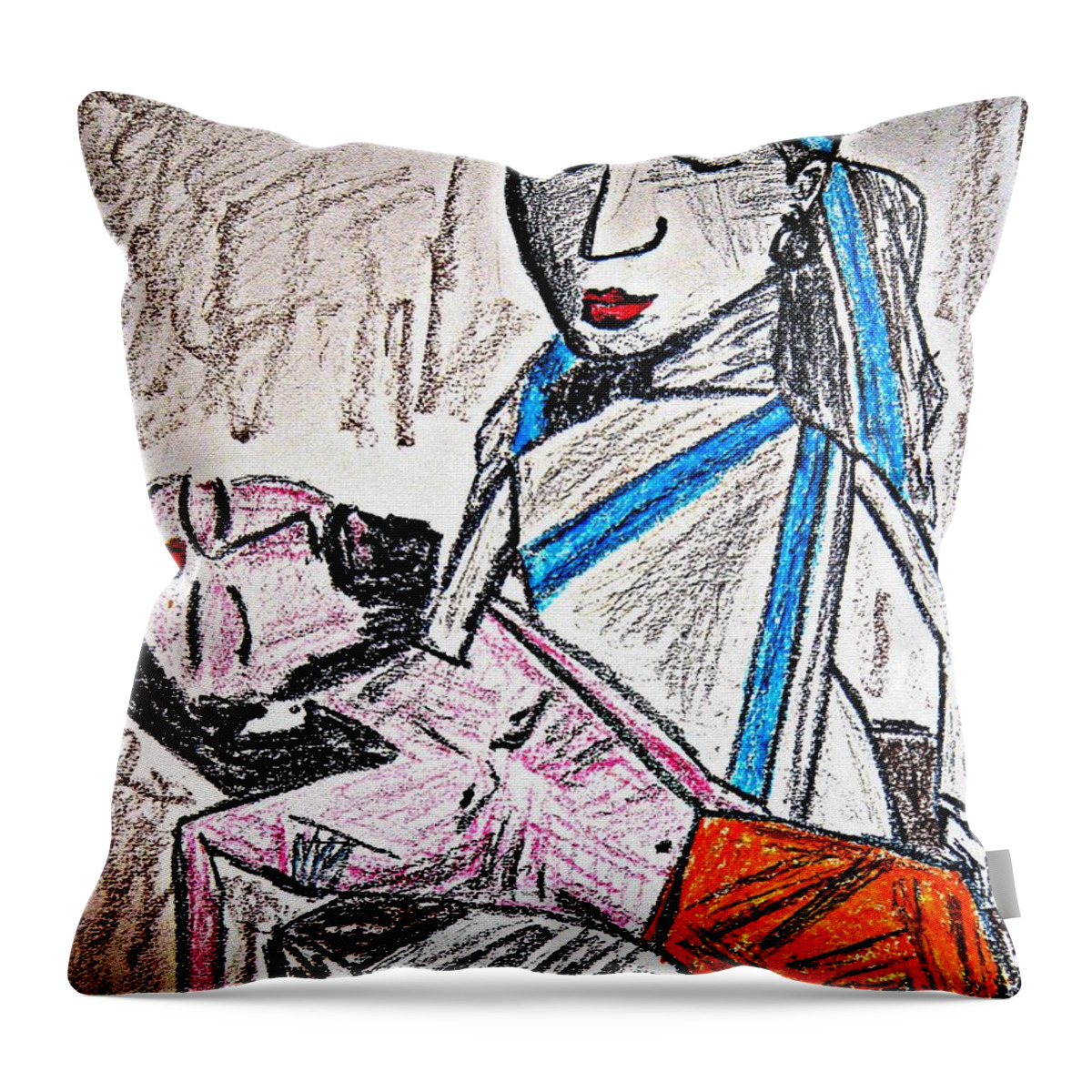 Humanity Throw Pillow featuring the pastel Humanity by Piety Dsilva