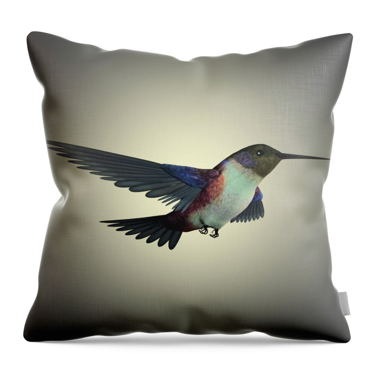 Humming Bird Throw Pillow featuring the painting Humming Bird 3 by Movie Poster Prints
