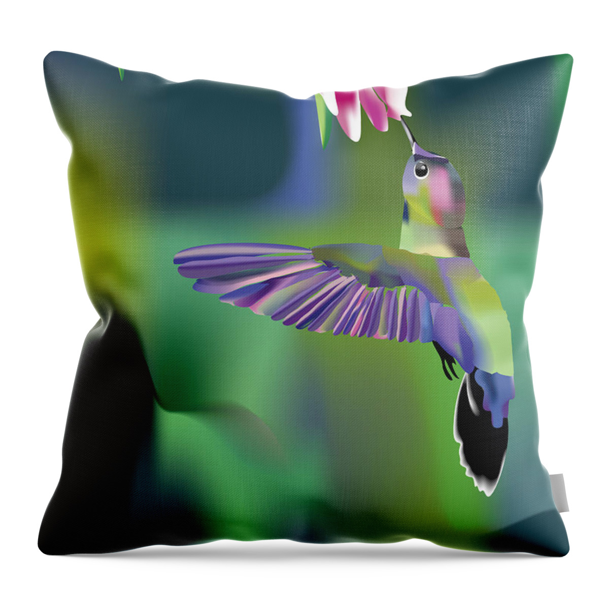 Hummingbird Throw Pillow featuring the digital art Hummingbird by Arline Wagner