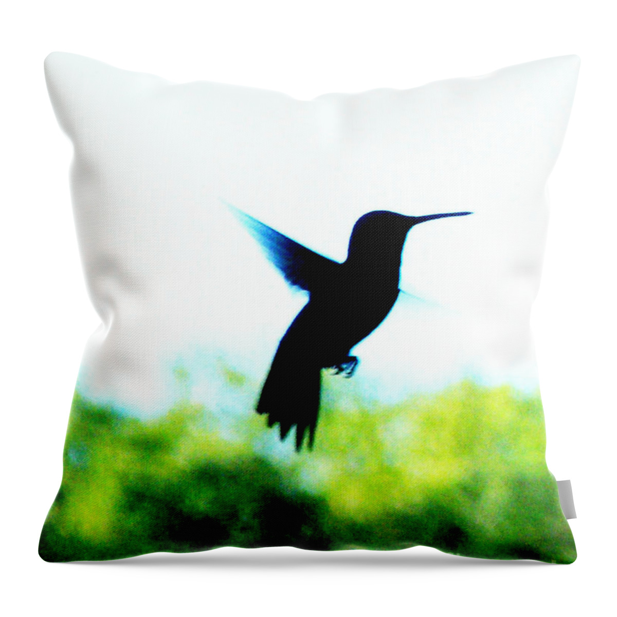 Hummingbird Throw Pillow featuring the digital art Hummingbird Hover by Lizi Beard-Ward