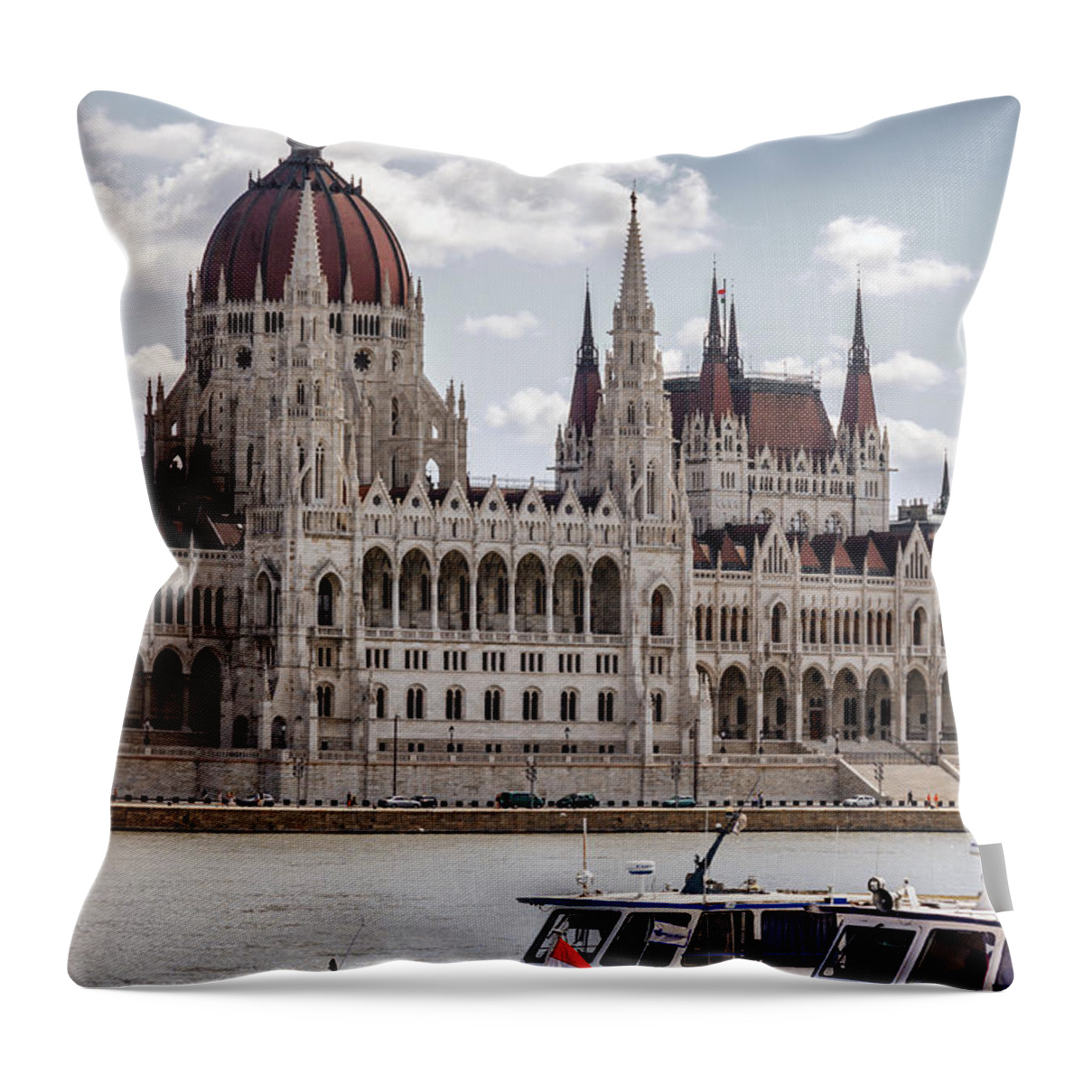 Country Throw Pillow featuring the photograph Hungarian Parliament across the Danube by Pablo Lopez