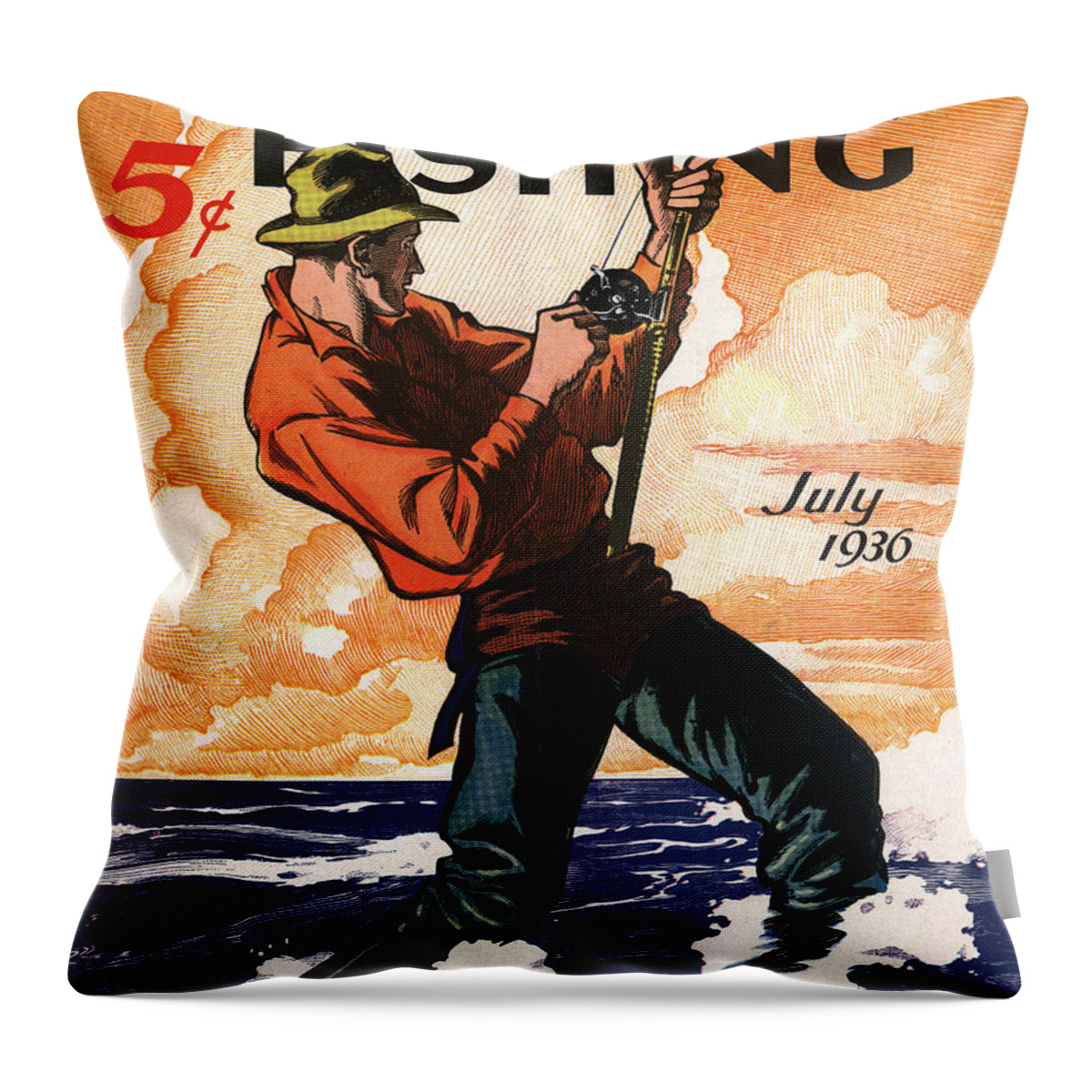 Antique Throw Pillow featuring the digital art Hunting and Fishing by Gary Grayson