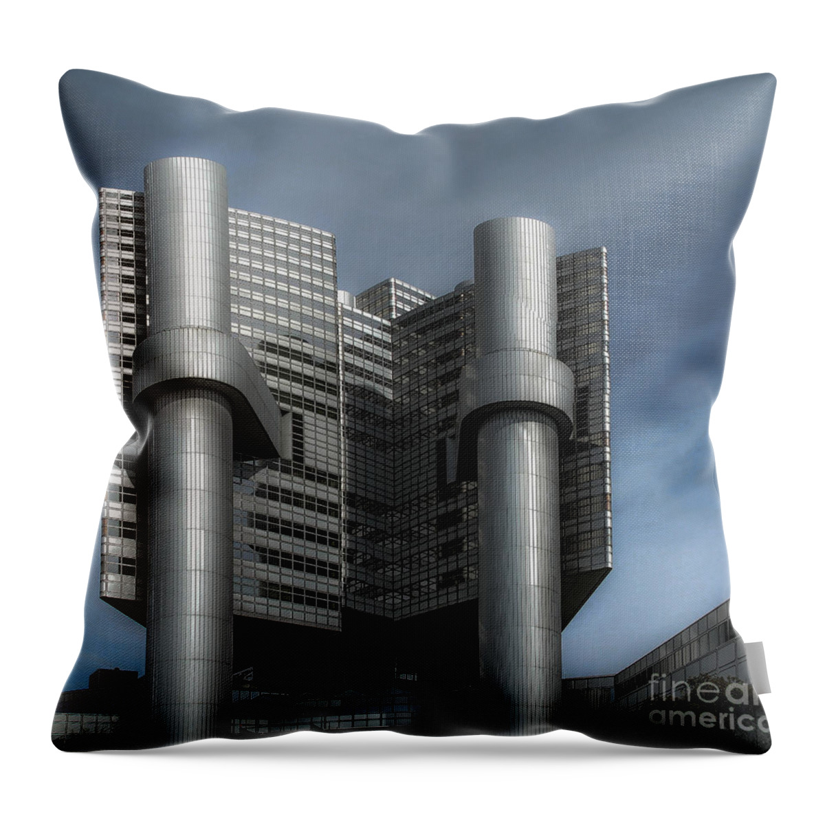 Hypo Vereins Bank Throw Pillow featuring the photograph HVB Building by Hannes Cmarits
