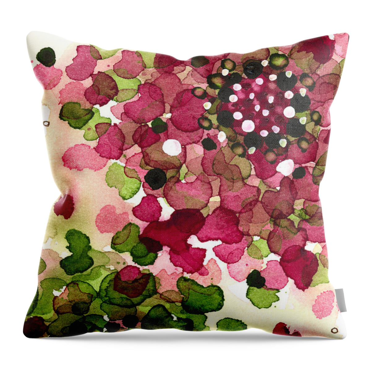Modern Botanical Watercolor Throw Pillow featuring the painting Hydrangea by Dawn Derman