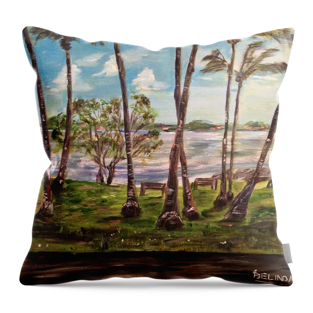 Sea Throw Pillow featuring the painting I Am Always With You by Belinda Low