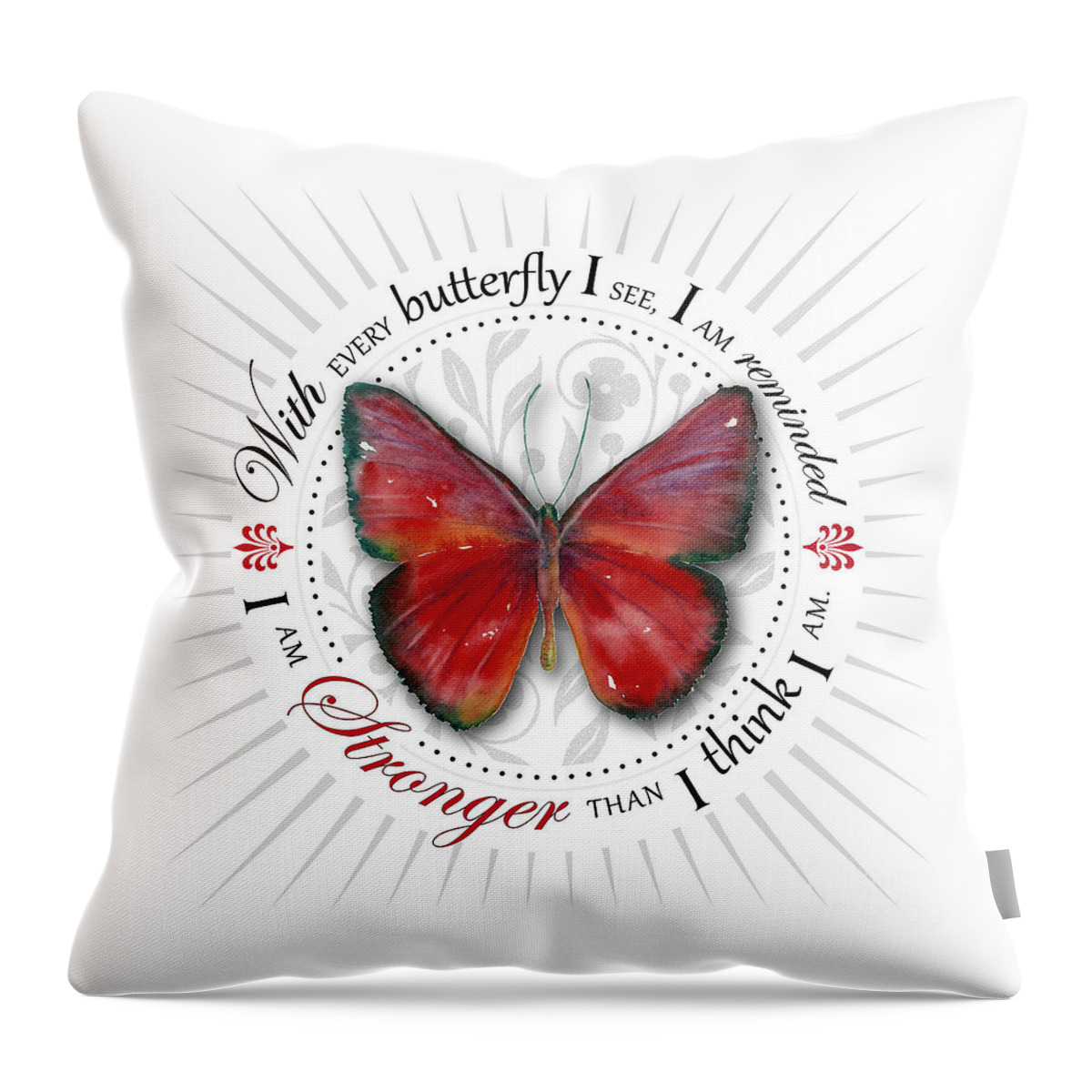 Butterfly Butterflies Throw Pillow featuring the painting I am stronger than I think I am by Amy Kirkpatrick