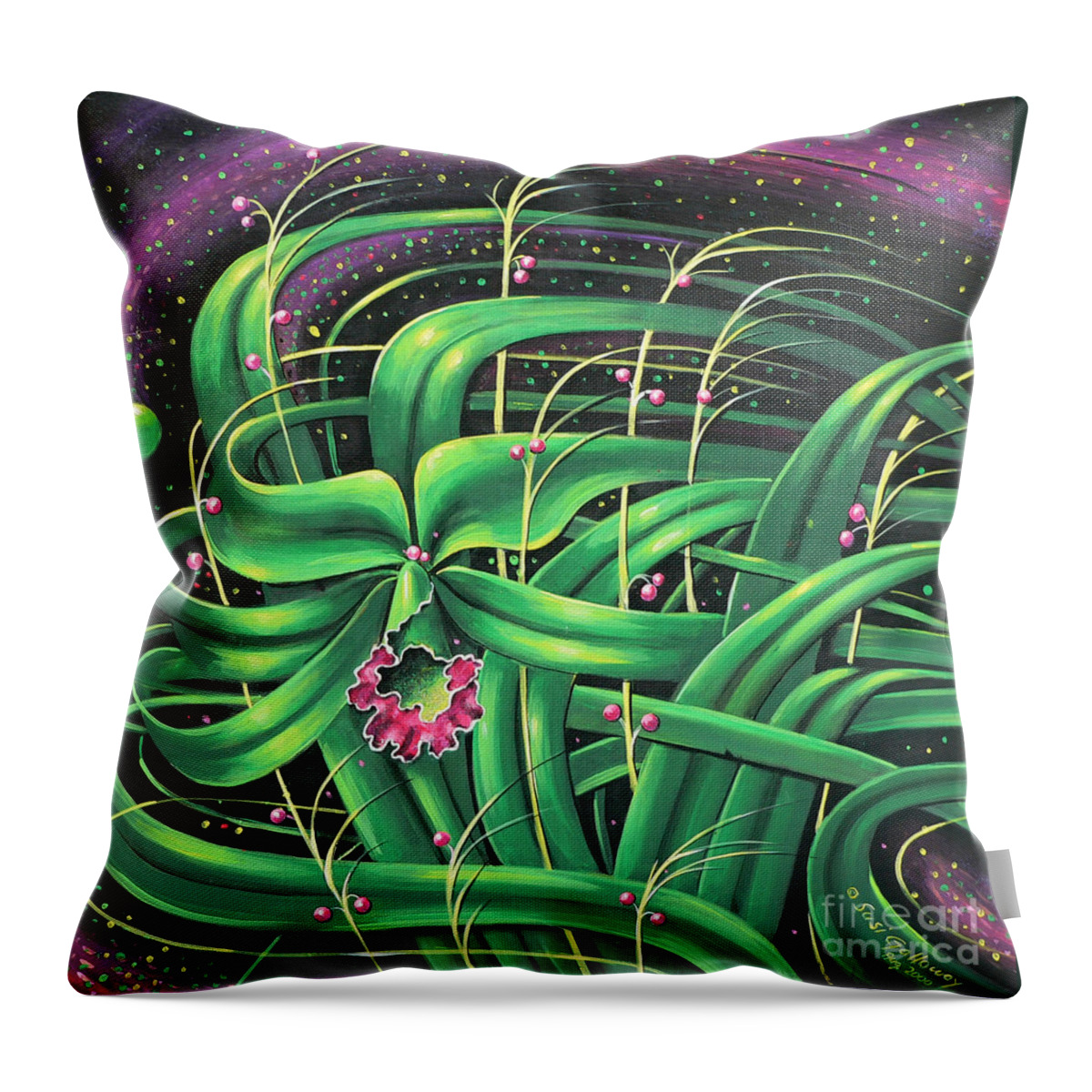 Floral Throw Pillow featuring the painting I am by Artificium -