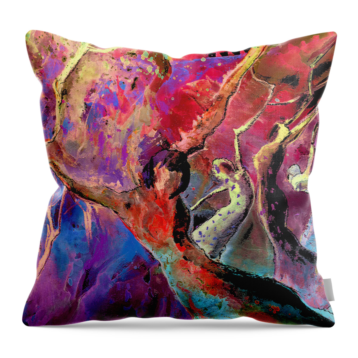 Fantascape Throw Pillow featuring the painting I Am Woman by Miki De Goodaboom