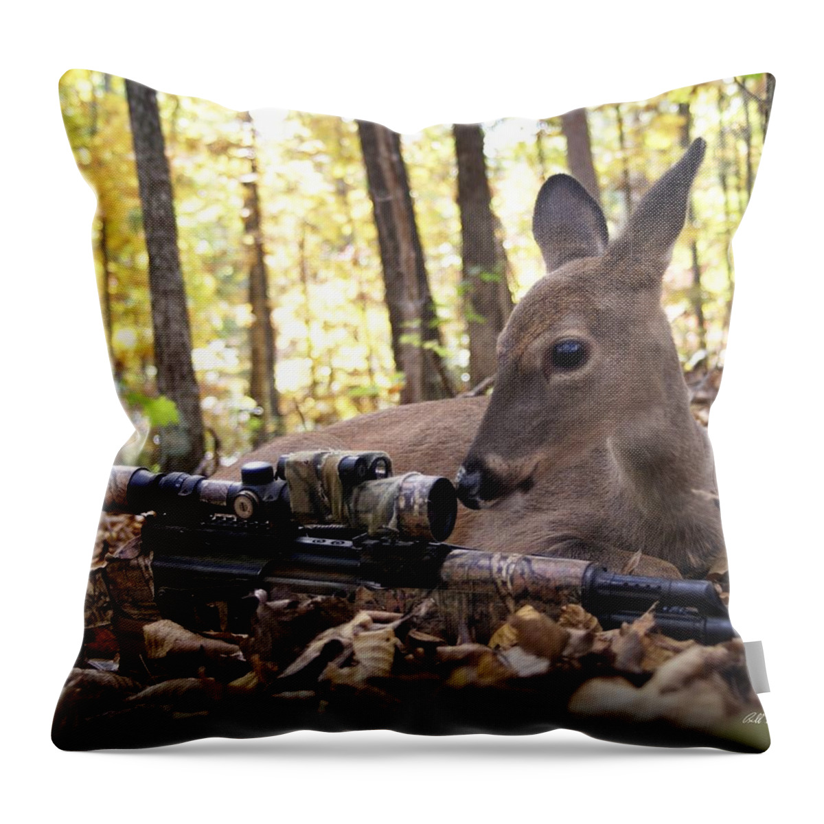 Deer Throw Pillow featuring the photograph I Don't Understand by Bill Stephens