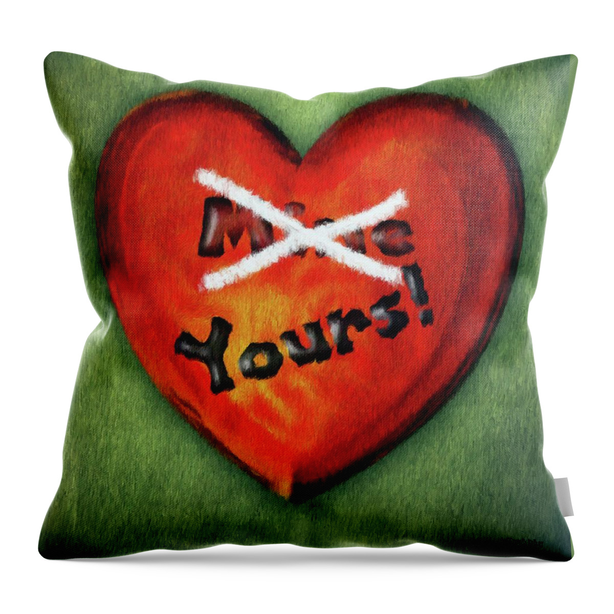 Green Throw Pillow featuring the painting I Gave You My Heart by Jeffrey Kolker