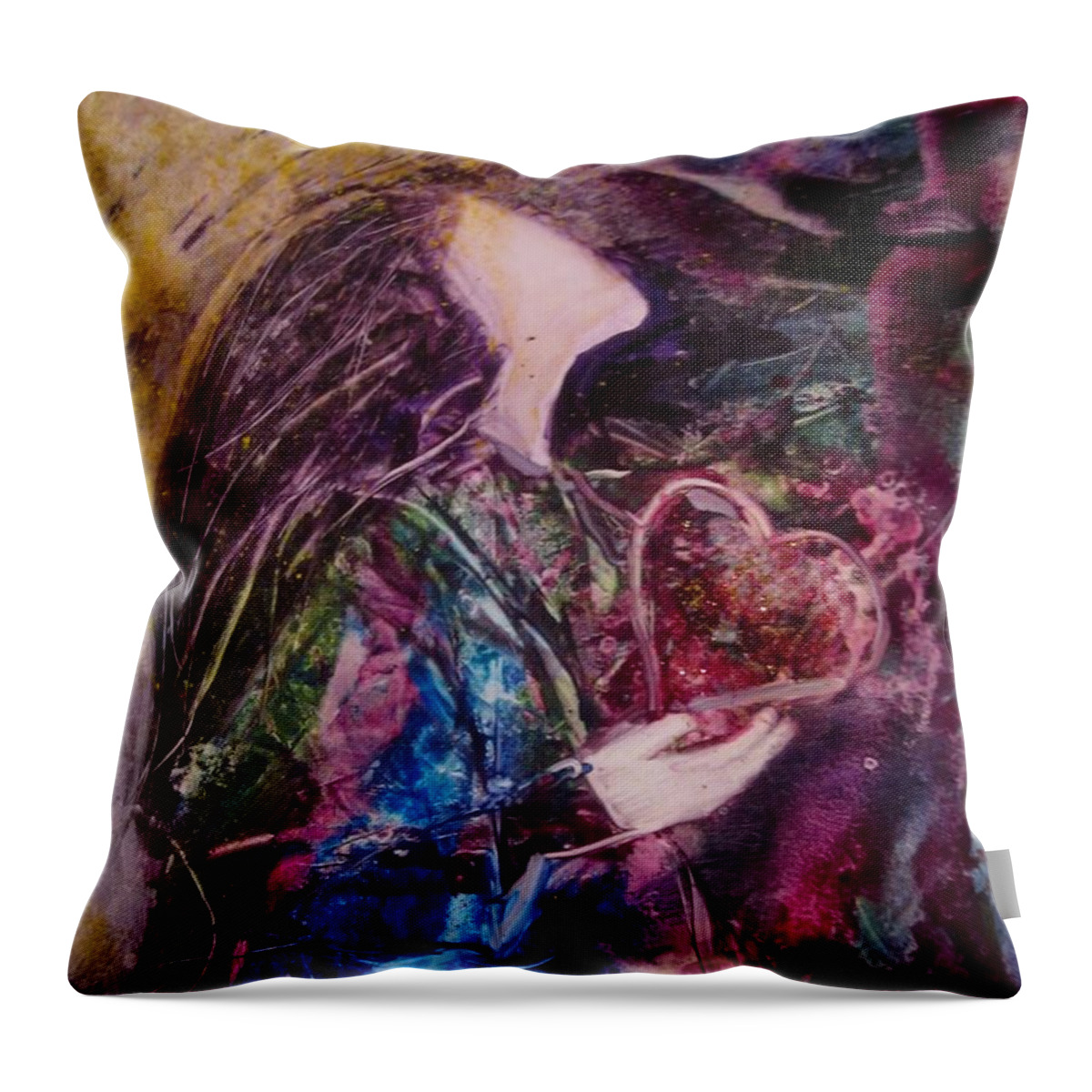 Heart Throw Pillow featuring the painting I Give You My Heart by Deborah Nell