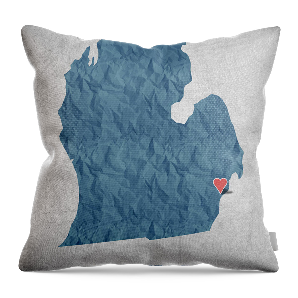 Detroit Throw Pillow featuring the digital art I love Detroit Michigan - Blue by Aged Pixel