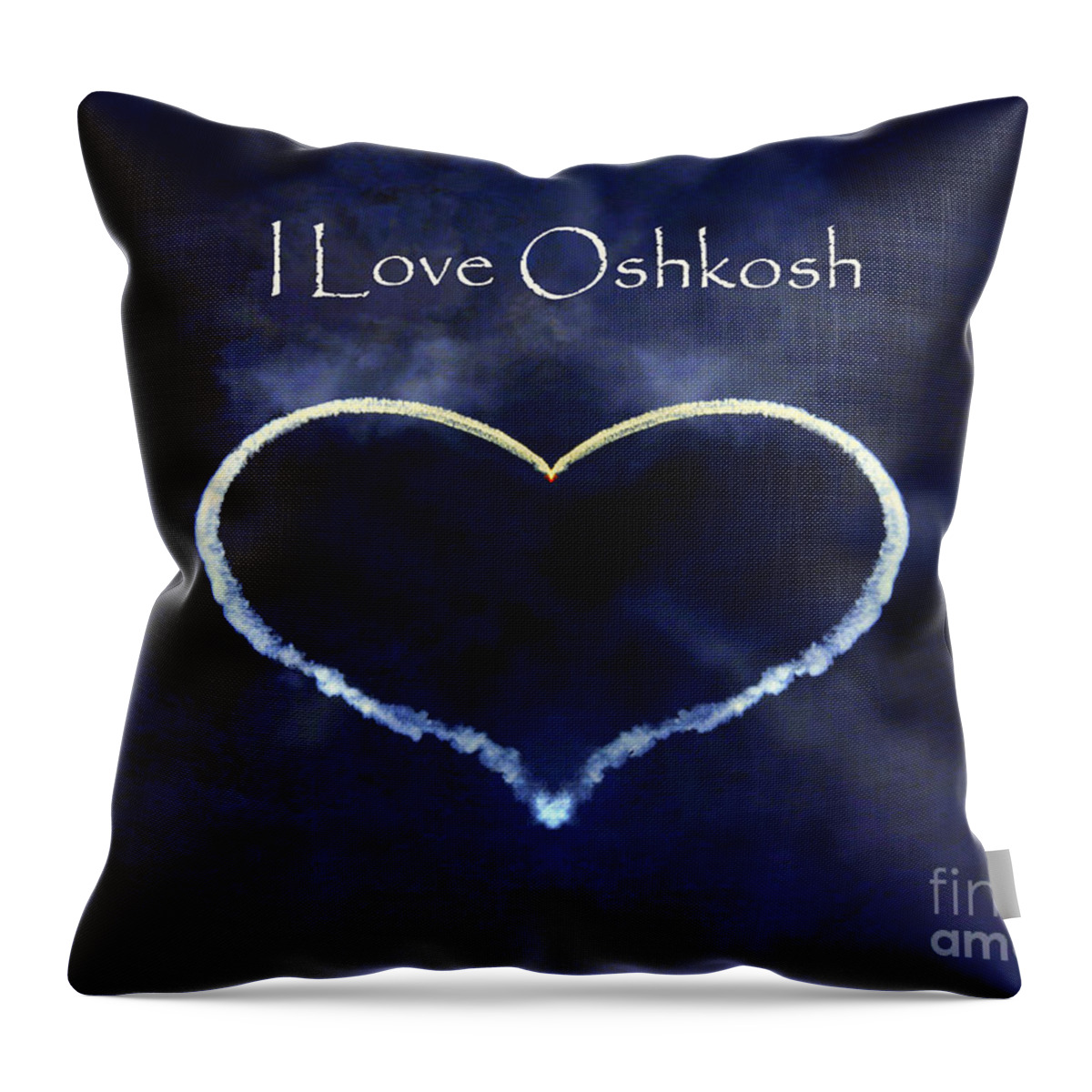Oshkosh Throw Pillow featuring the photograph I Love Oshkosh. Aerobatic Flight Photo. by Ausra Huntington nee Paulauskaite
