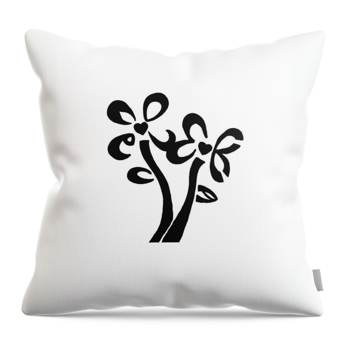 I Love You Flowers Throw Pillow featuring the drawing I Love You Flowers by Tamir Barkan