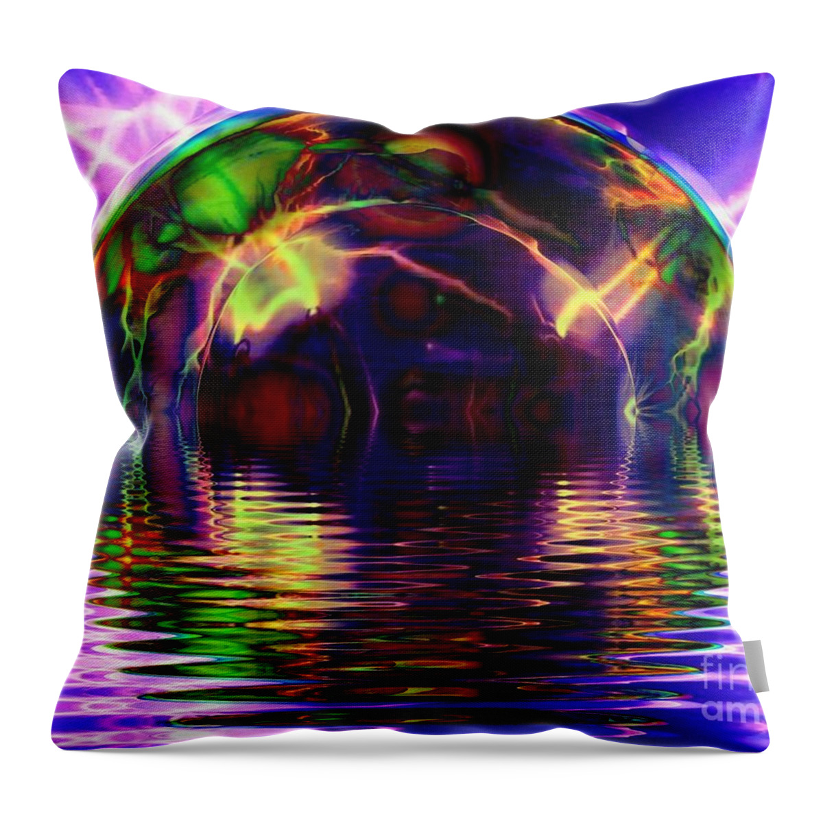 Fractal Art Throw Pillow featuring the digital art I Sing the Bubble Electric by Elizabeth McTaggart