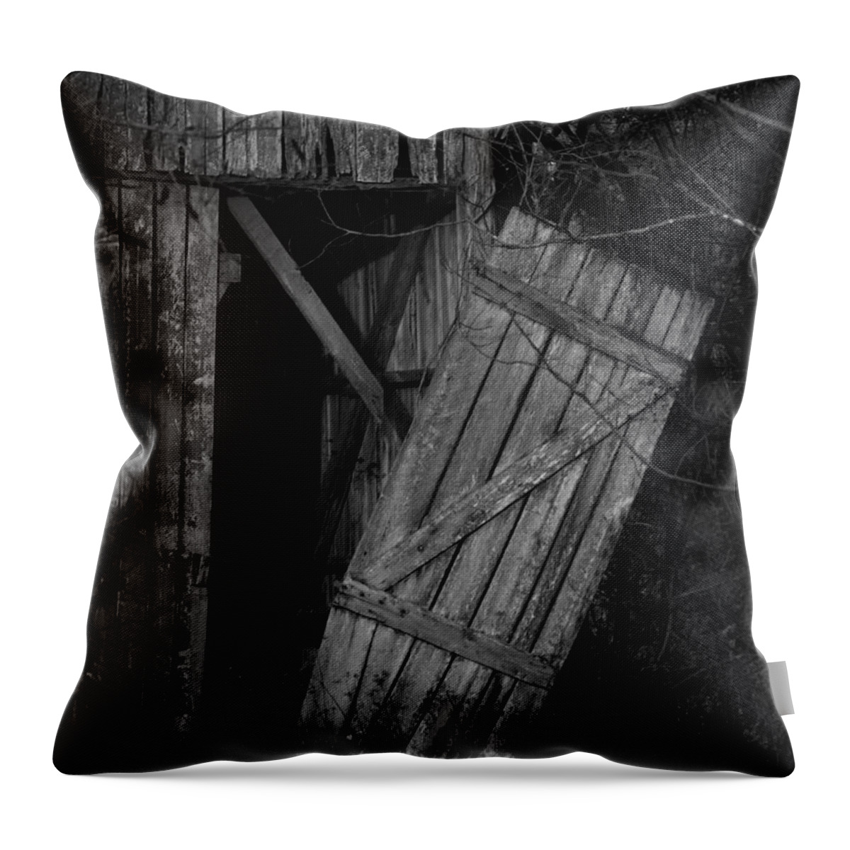 Old Barn Throw Pillow featuring the photograph I Watched You Disappear - BW by Rebecca Sherman