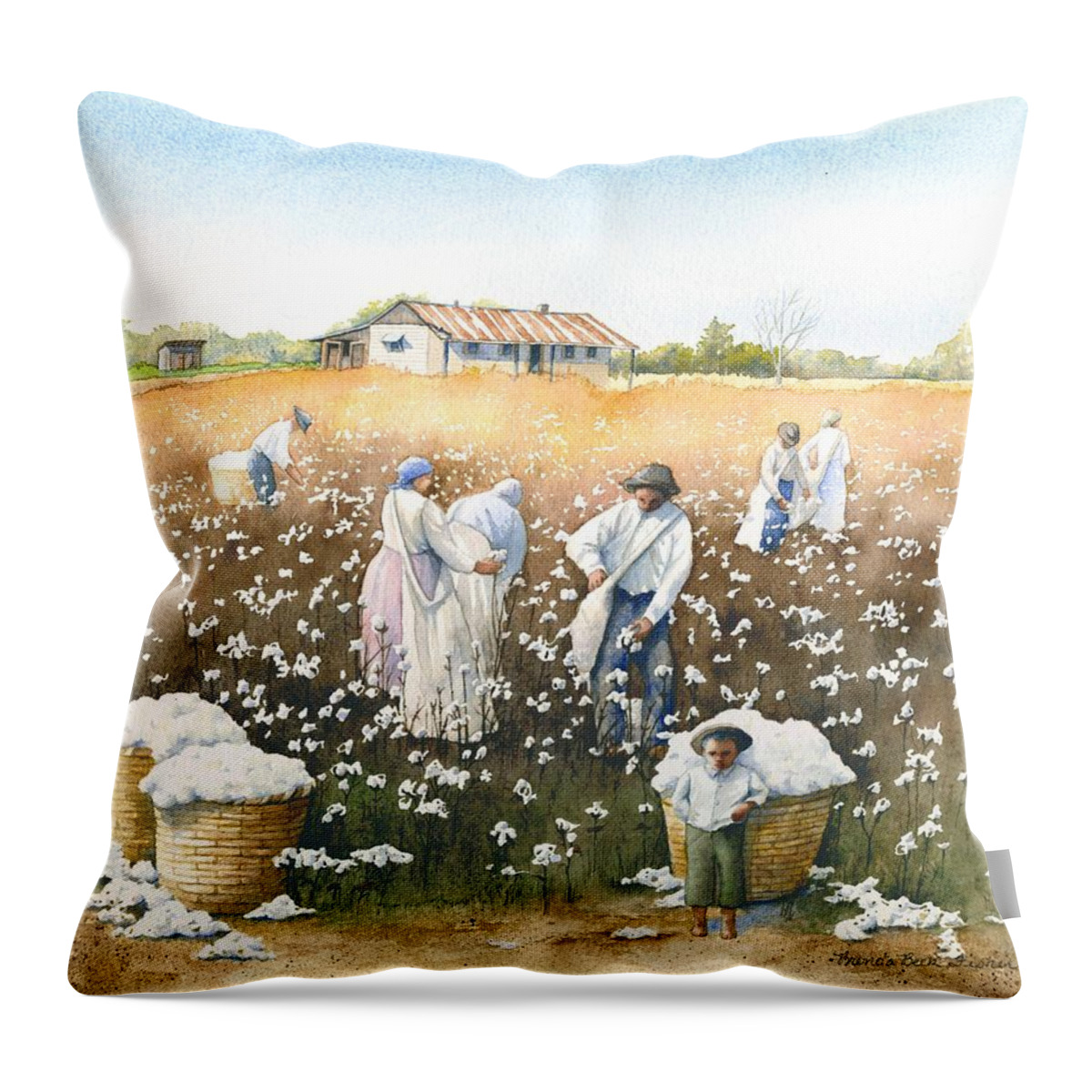 Cotton Throw Pillow featuring the painting I Wish It Were Snow by Brenda Beck Fisher
