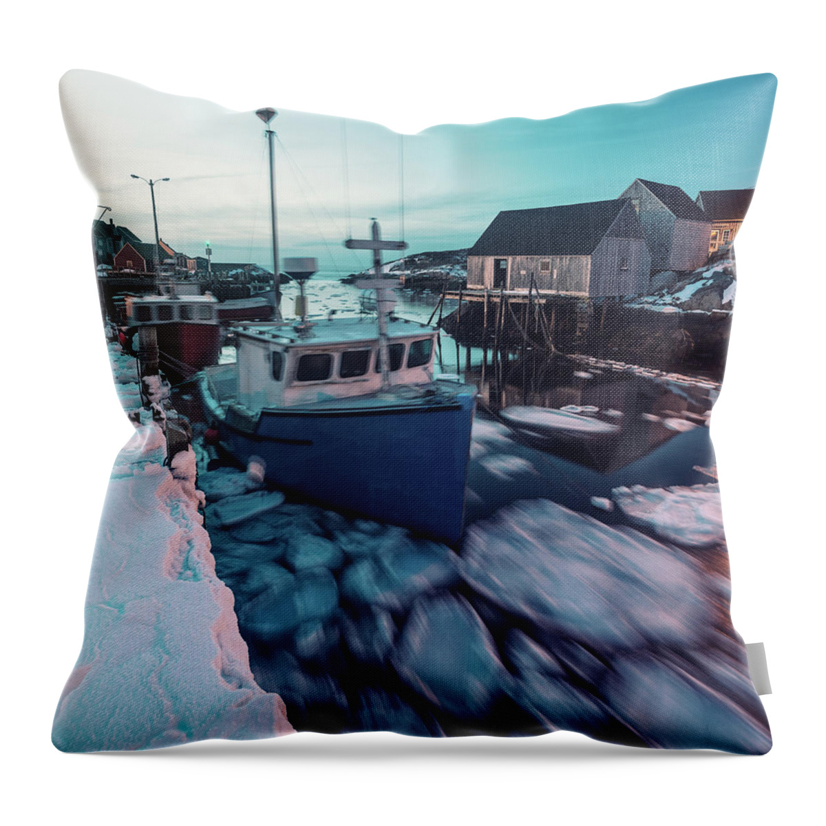 Scenics Throw Pillow featuring the photograph Ice Cakes In Motion by Shaunl