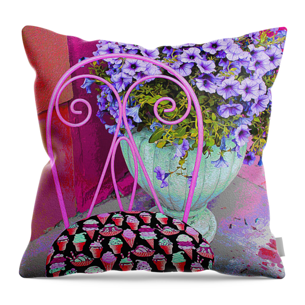 Impressionism Throw Pillow featuring the photograph Ice Cream Cafe Chair by Nina Silver