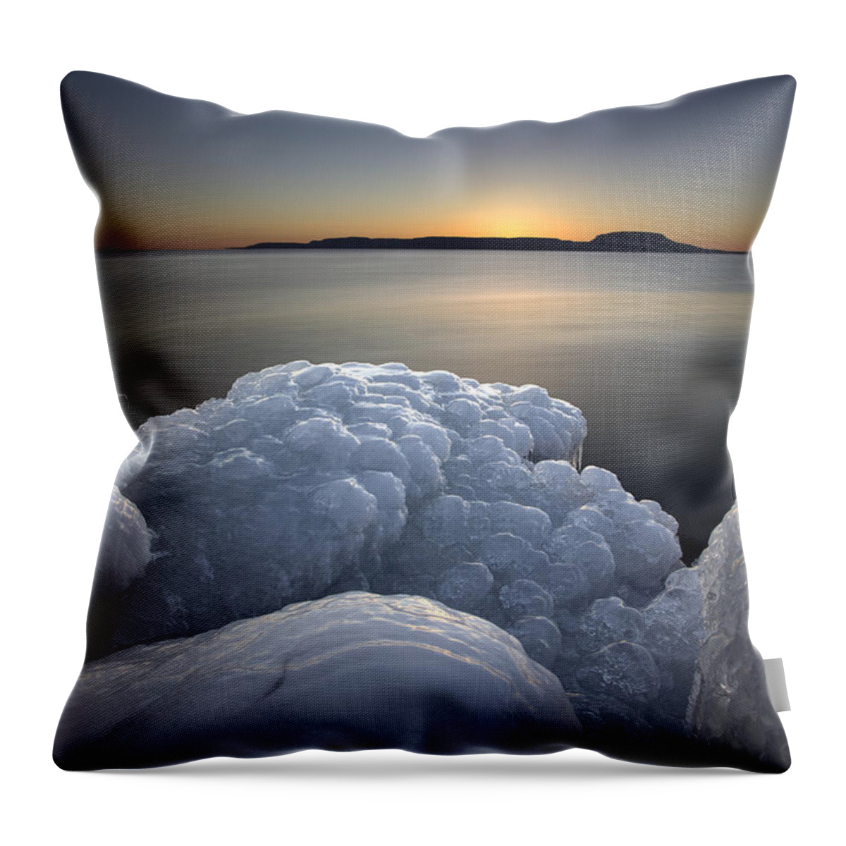 Bay Throw Pillow featuring the photograph Ice Formations before sunrise by Jakub Sisak