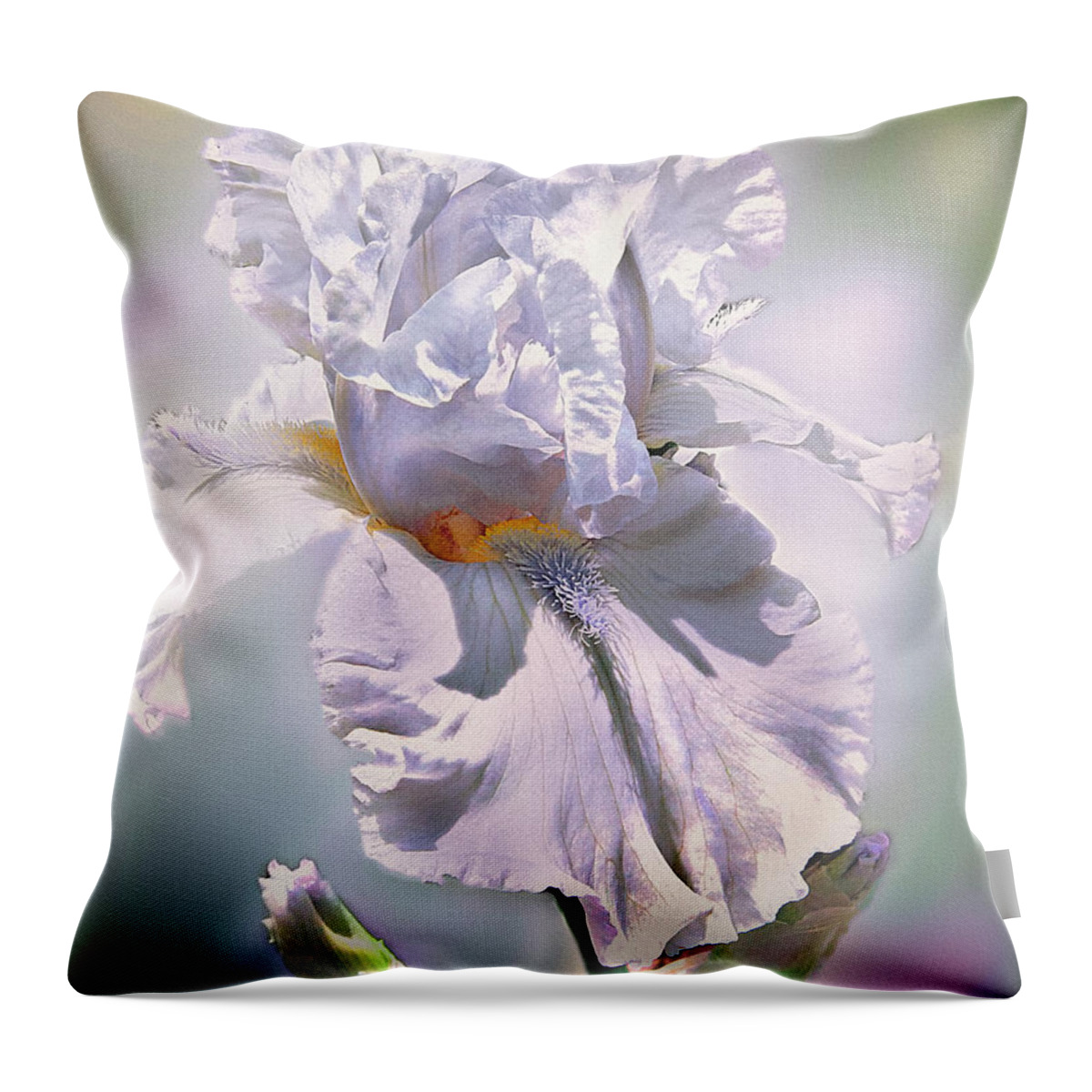 Bearded Iris Throw Pillow featuring the digital art Ice Queen by Mary Almond