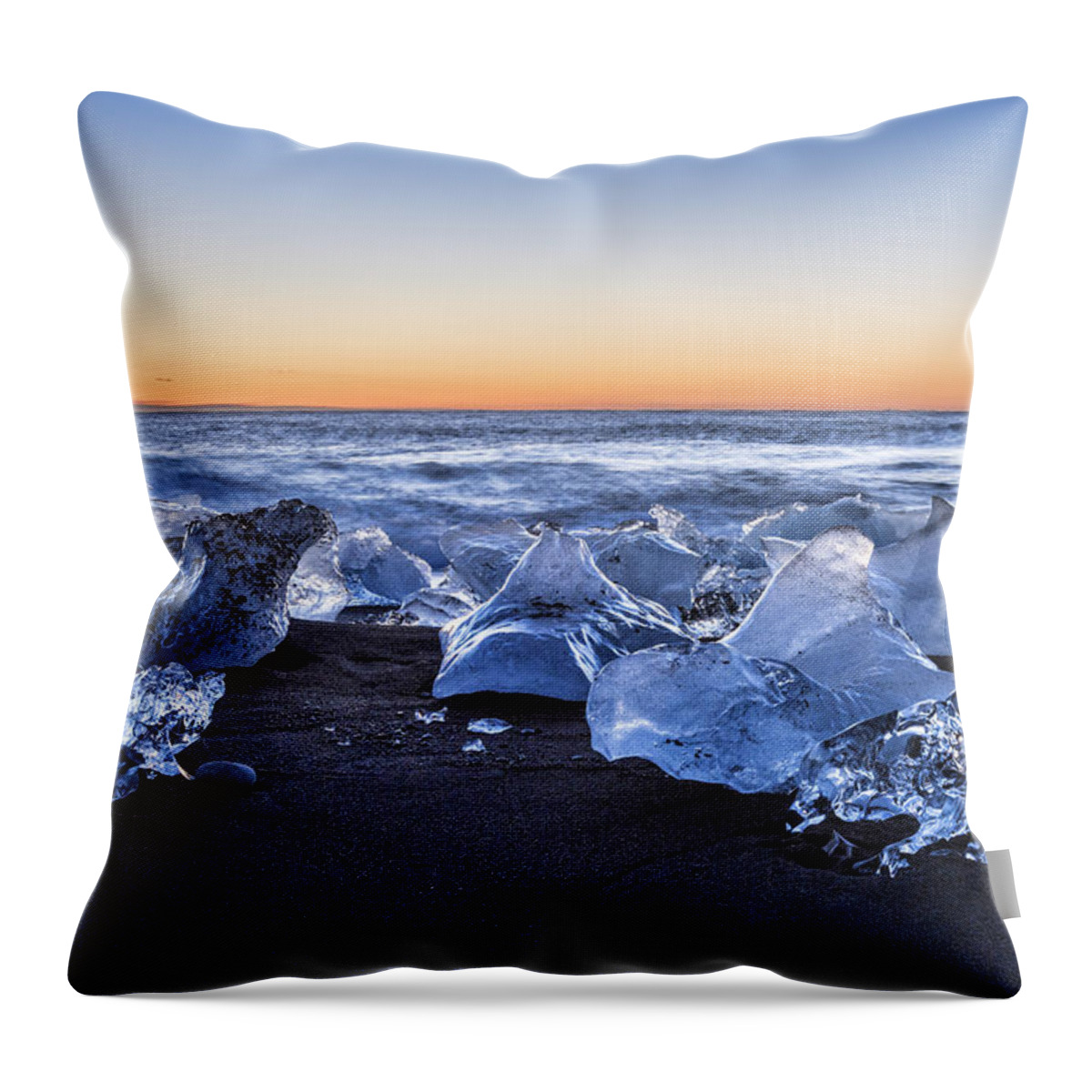 Iceland Throw Pillow featuring the photograph Icebergs at Sunrise by Denise Bush