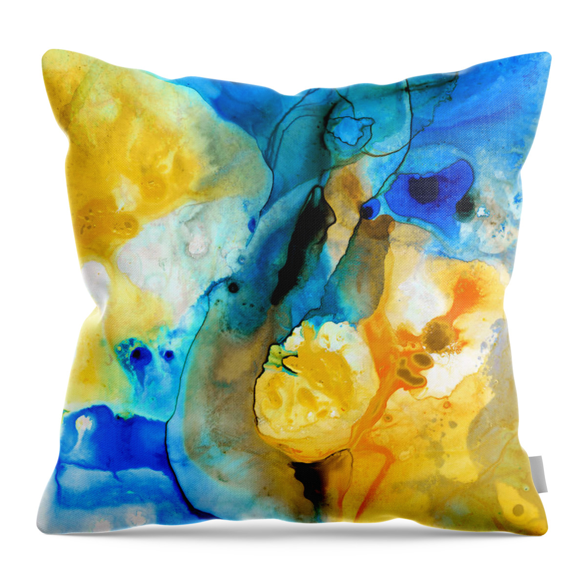 Abstract Throw Pillow featuring the painting Iced Lemon Drop - Abstract Art By Sharon Cummings by Sharon Cummings