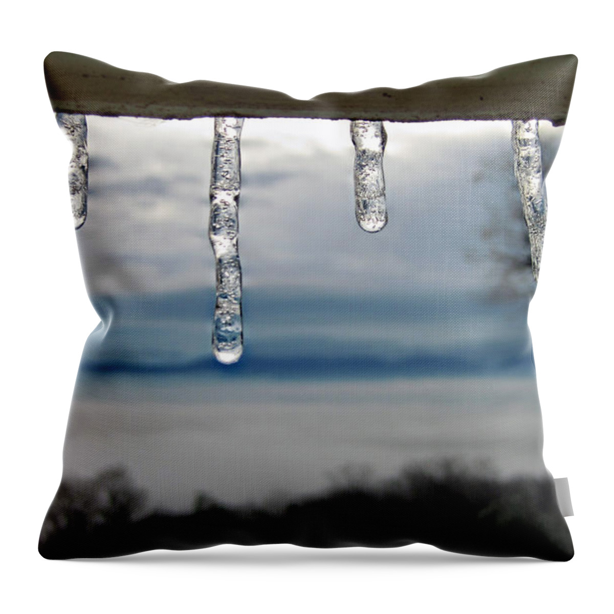 Icicles Throw Pillow featuring the photograph Icicle Portal by Lara Ellis
