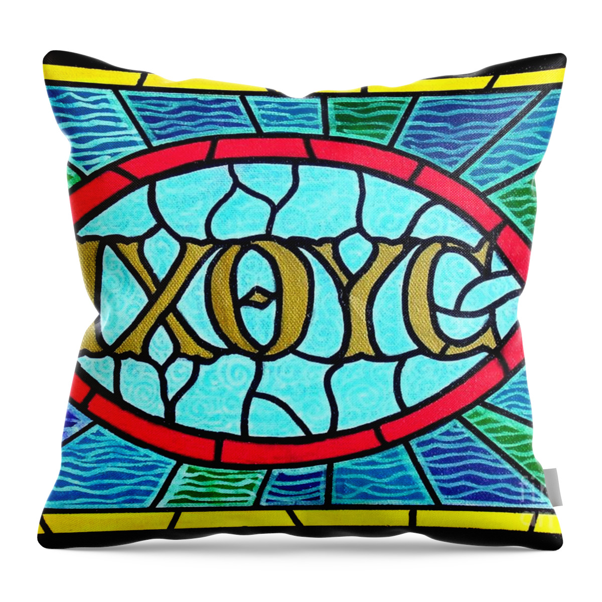 Church Throw Pillow featuring the painting Icthus Sign of the Fish by Jim Harris