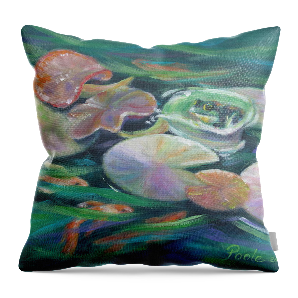 Waterlilies Throw Pillow featuring the painting Idyllic Lilypads by Pamela Poole