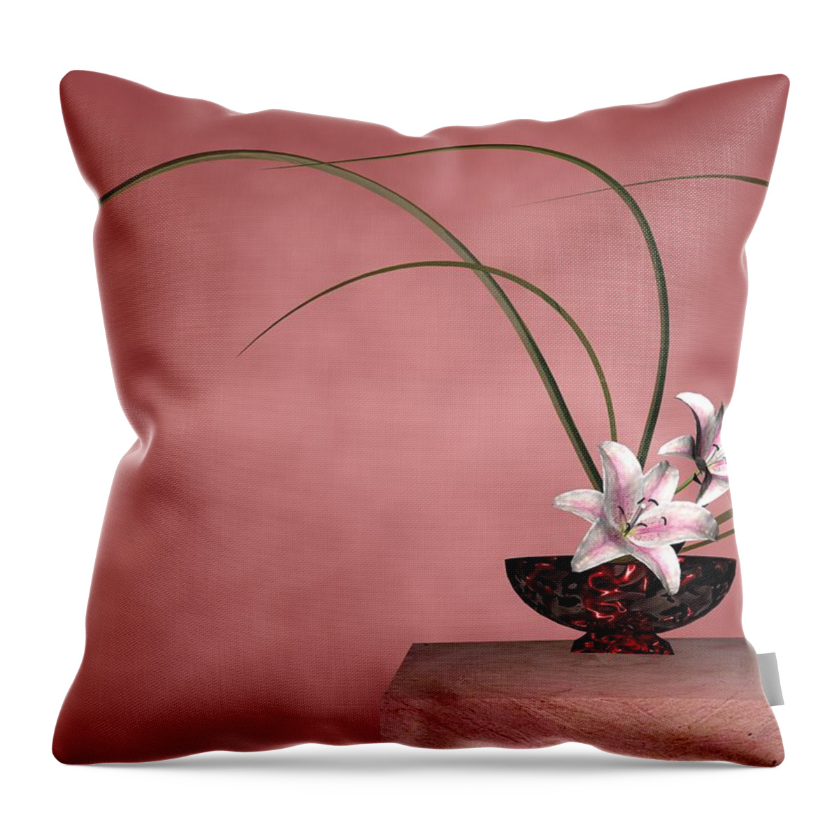 Ikebana Throw Pillow featuring the digital art Ikebana by Louis Ferreira