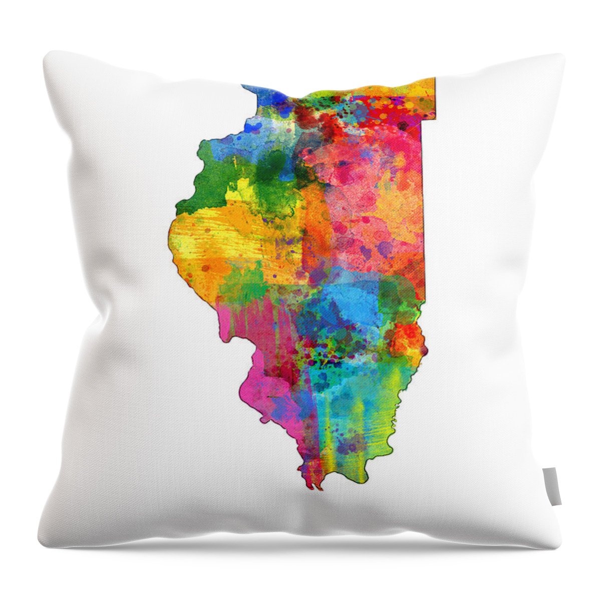 United States Map Throw Pillow featuring the digital art Illinois Map by Michael Tompsett