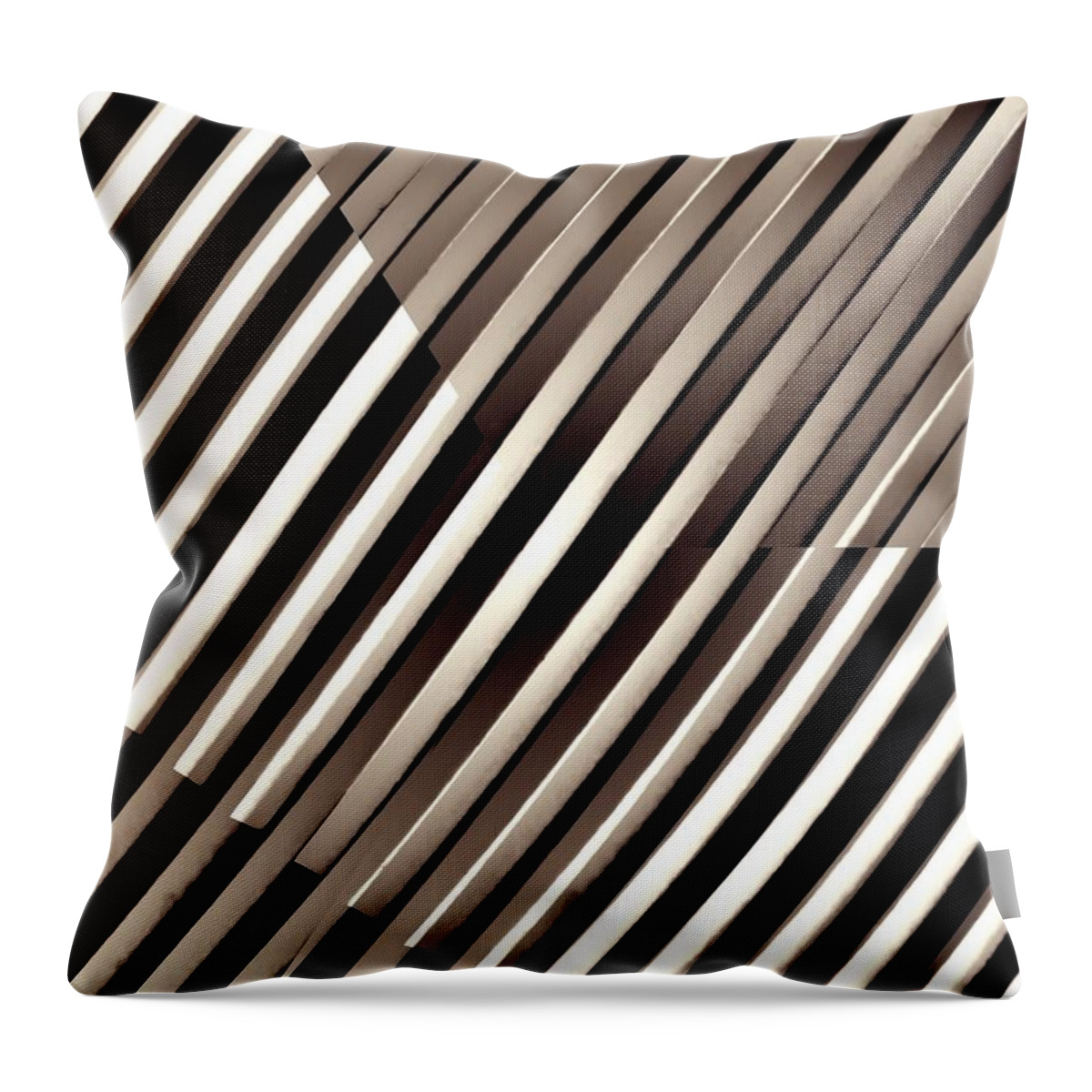Parallel Lines Throw Pillow featuring the digital art Illusion in Sepia by Sarah Loft