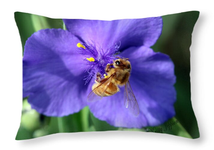Bee Throw Pillow featuring the photograph I'm Busy by Kristy Jeppson