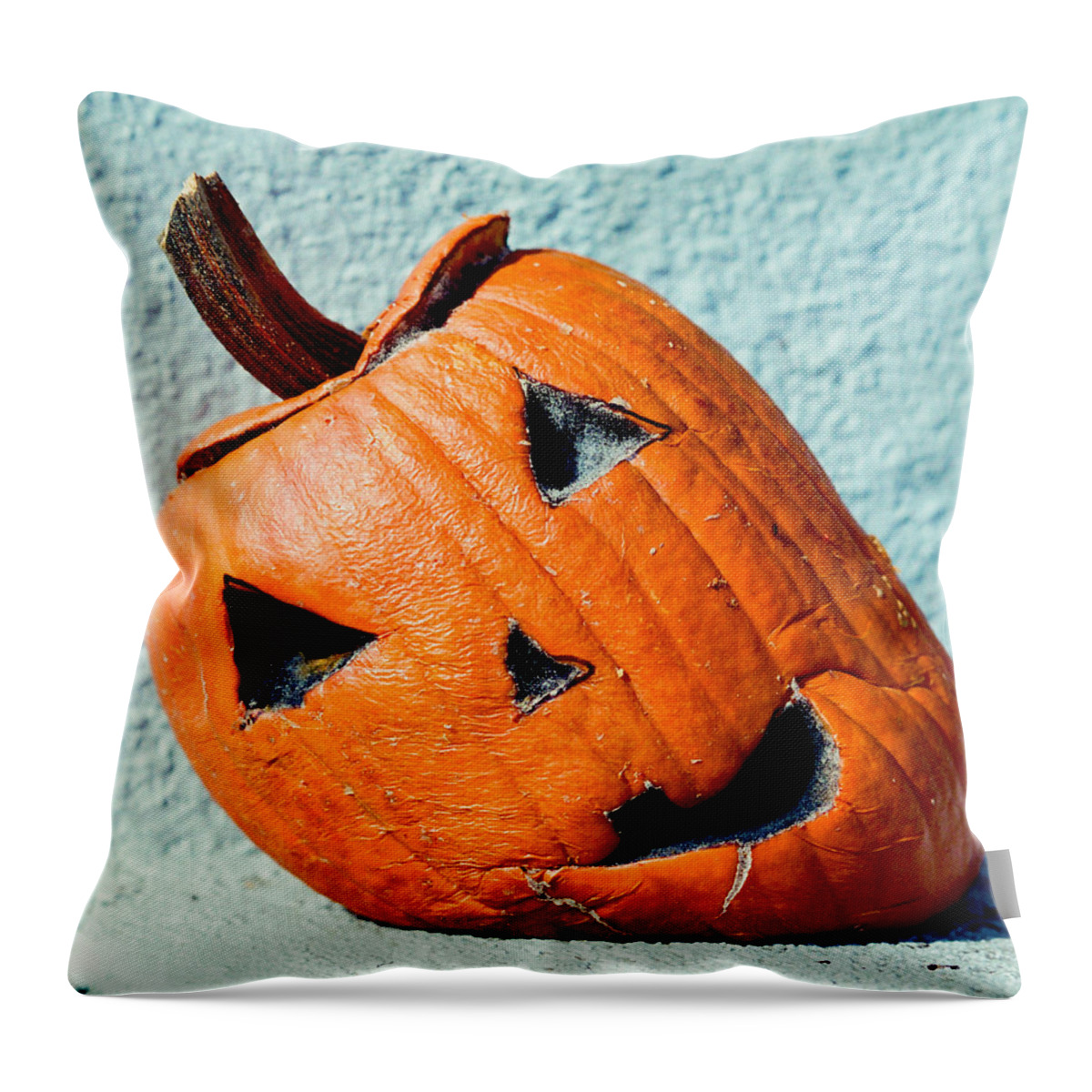 Pumpkin Throw Pillow featuring the photograph I'm Melting by Her Arts Desire