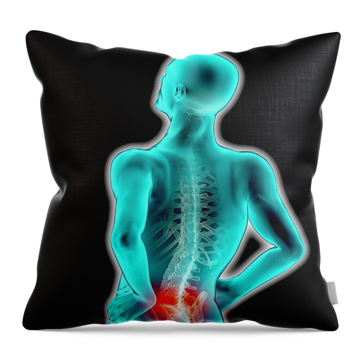Problems Throw Pillow featuring the digital art Image Representing A Sore Back On Human by Doug Armand